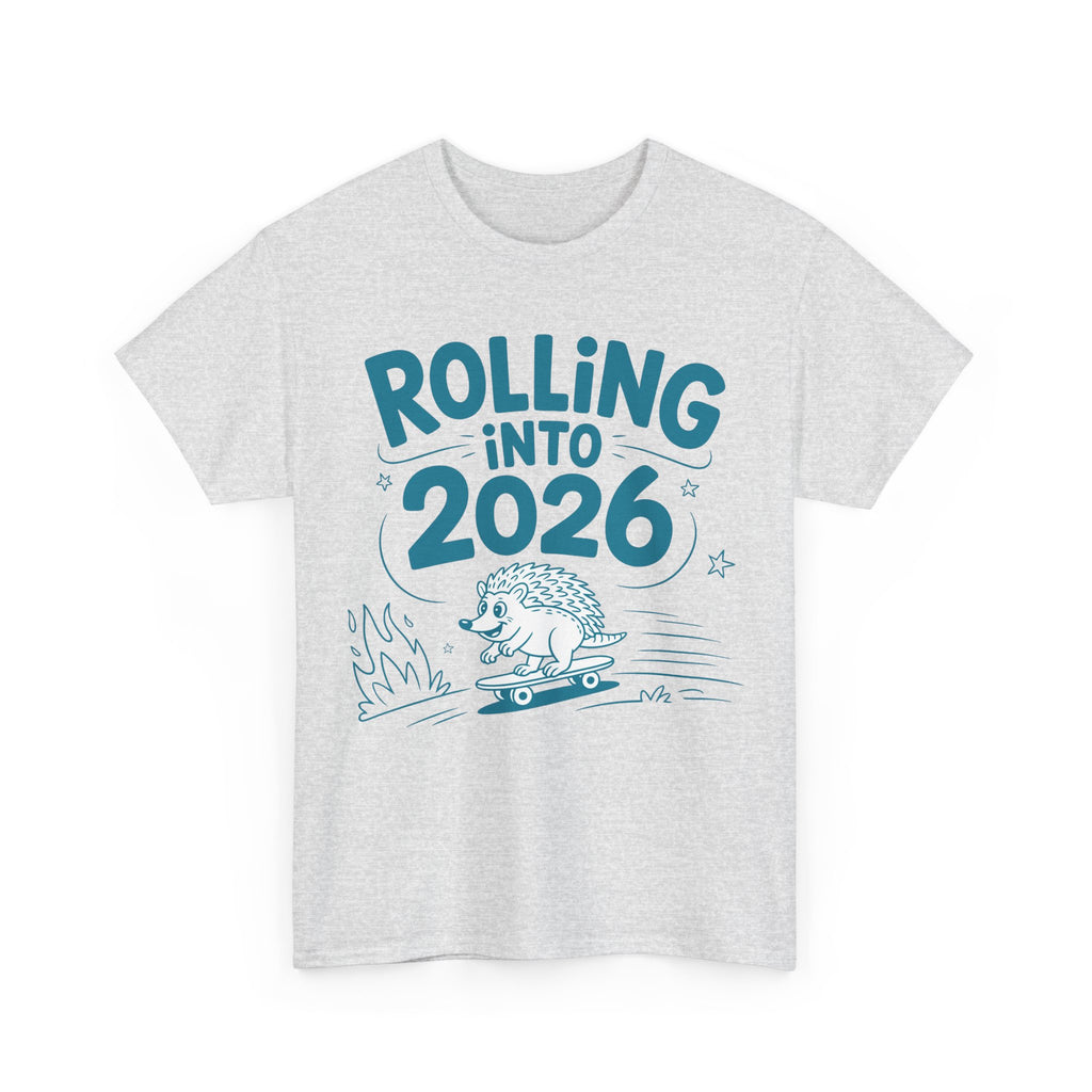 Rolling Into 2026 Hedgehog Skateboard Unisex Cotton Tee