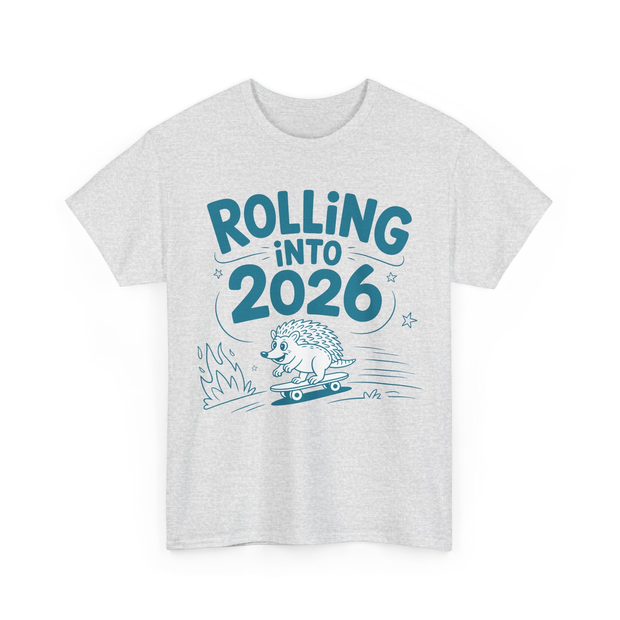 Rolling Into 2026 Hedgehog Skateboard Unisex Cotton Tee