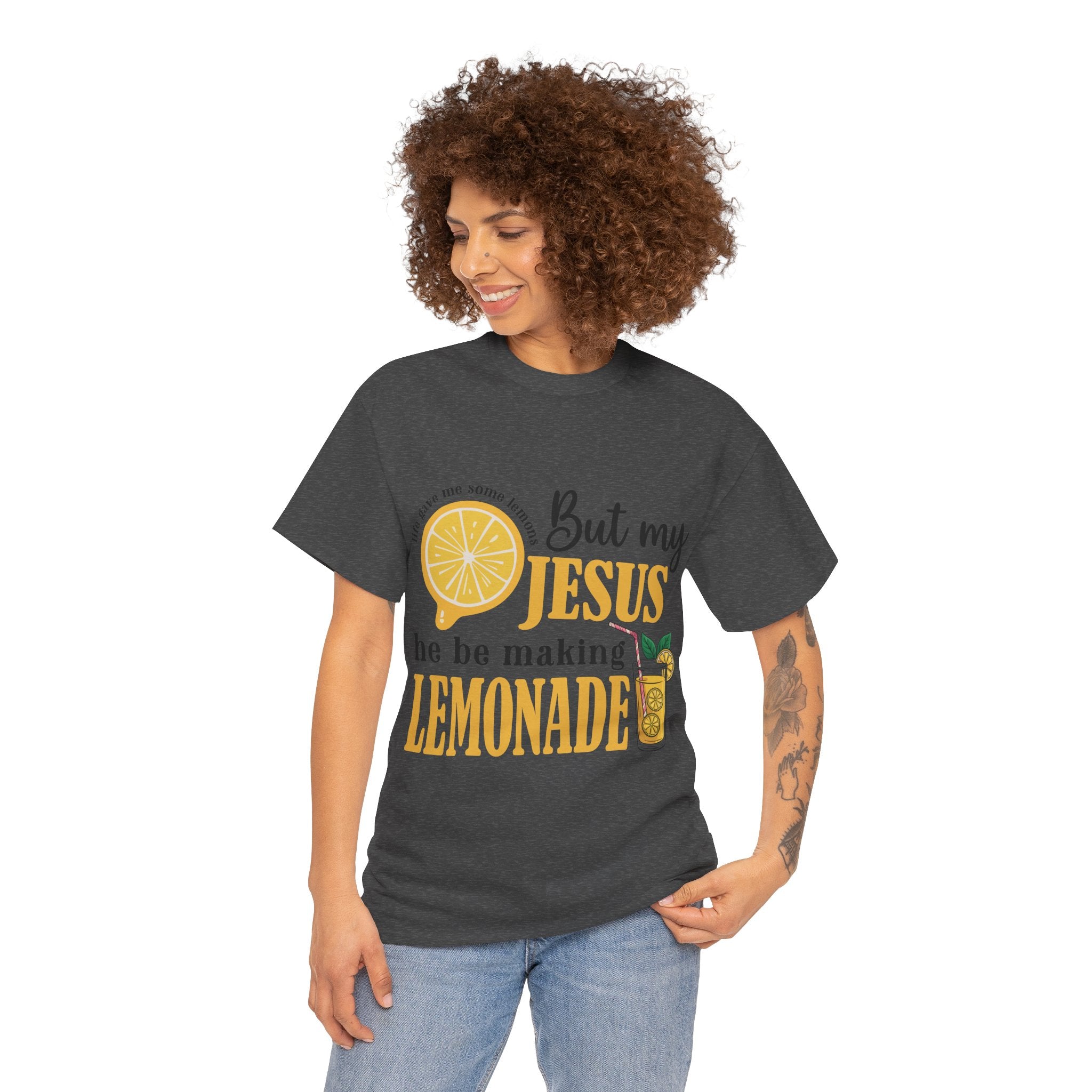 Jesus Lemonade Tee — Lemon Slice & Glass Graphic Christian Unisex Cotton T-Shirt