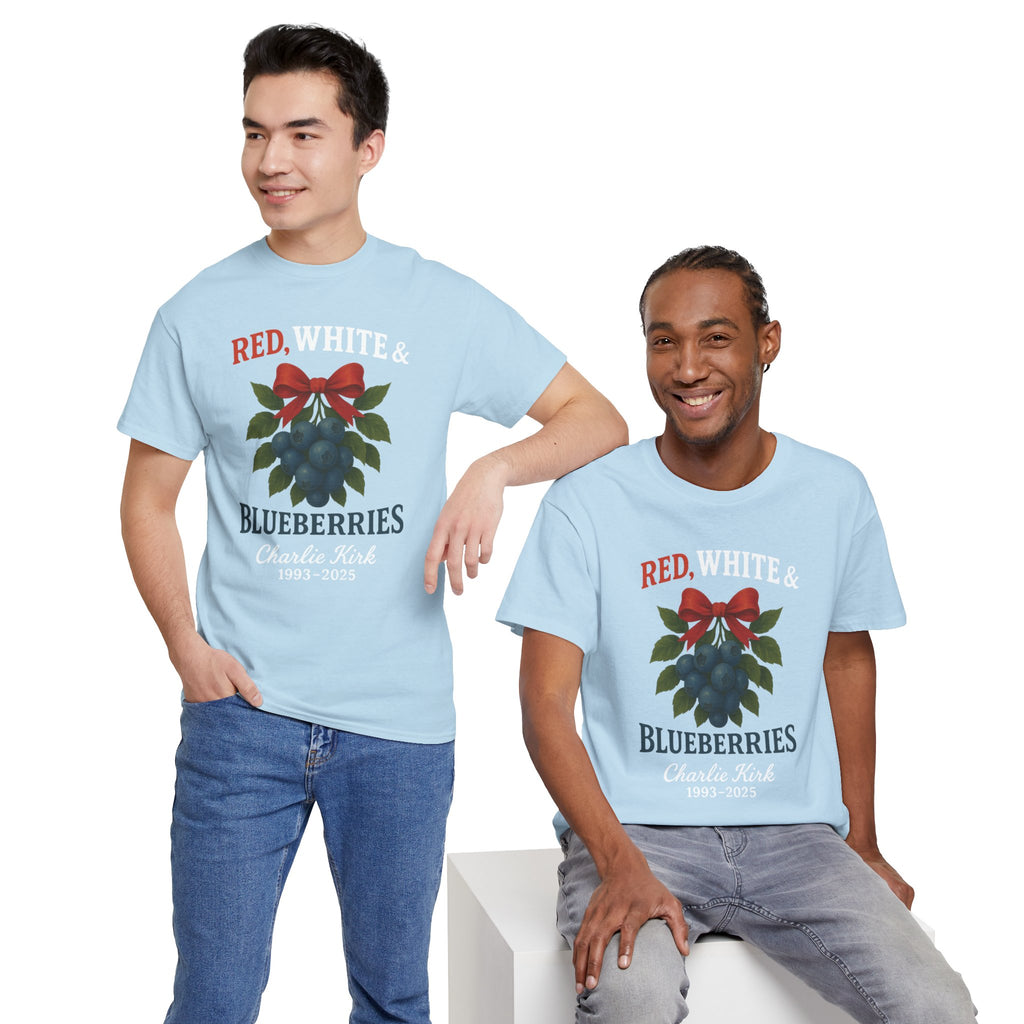 Red, White & Blueberries T-Shirt — Patriotic Blueberry Graphic Unisex Cotton Tee