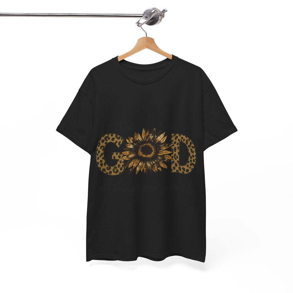 GOD Leopard Print Sunflower Unisex Cotton Tee