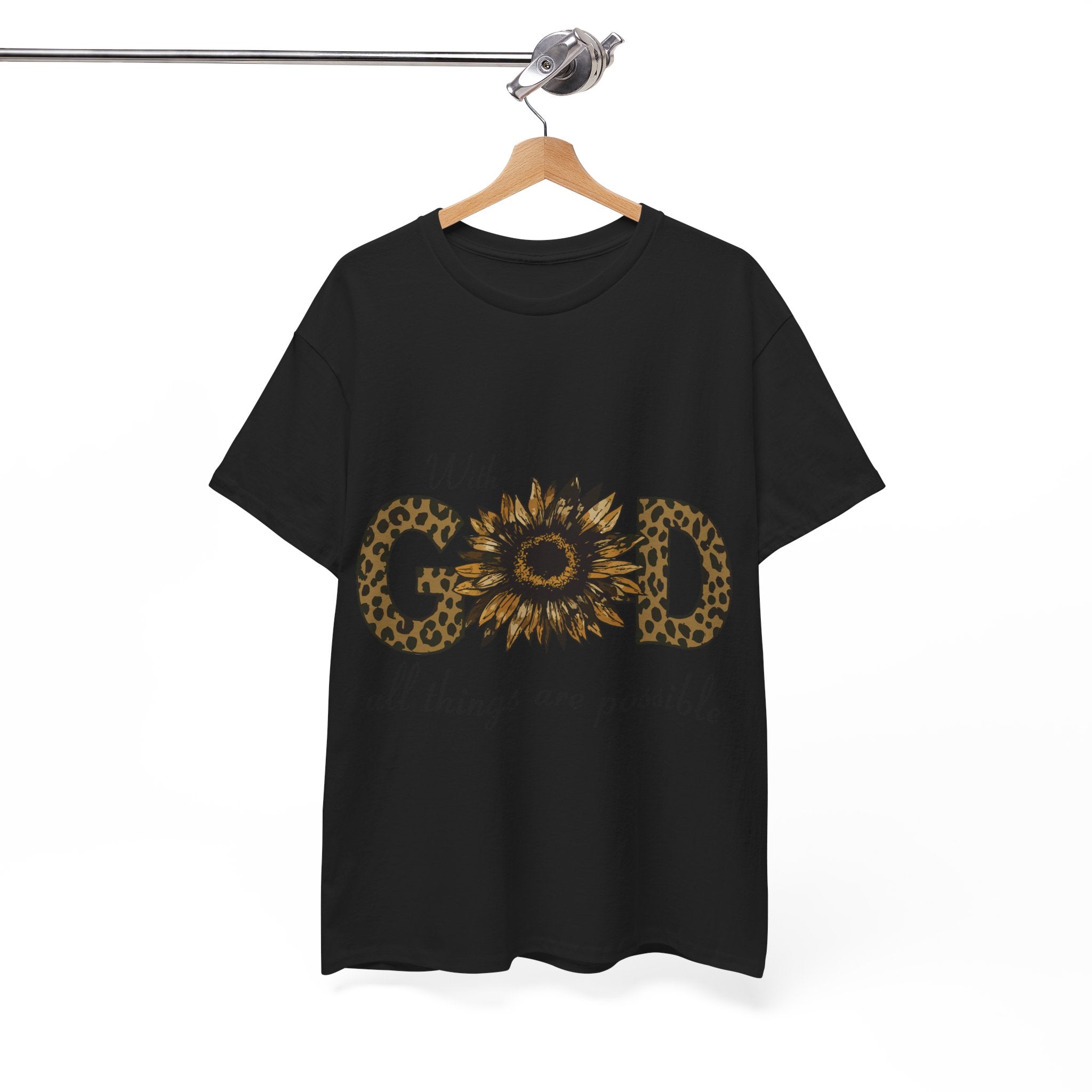 GOD Leopard Print Sunflower Unisex Cotton Tee