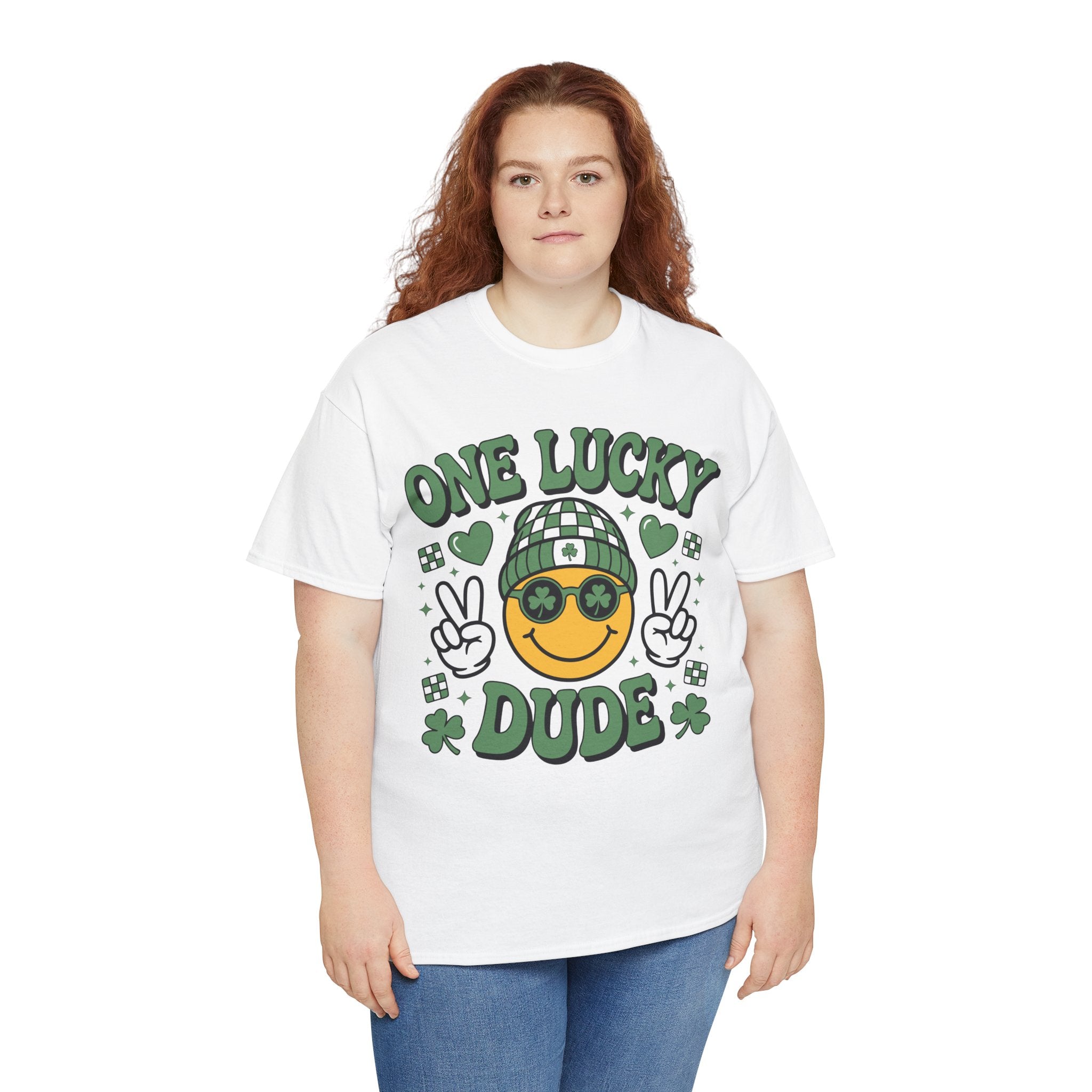 One Lucky Dude Shamrock Tee — St. Patrick's Day Smiley Unisex Cotton Tshirt