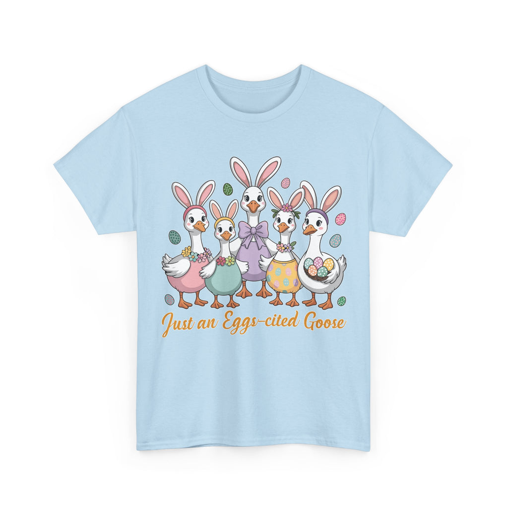 Just an Eggs-cited Goose Easter Tee — Funny Geese in Bunny Ears Unisex Cotton Tee