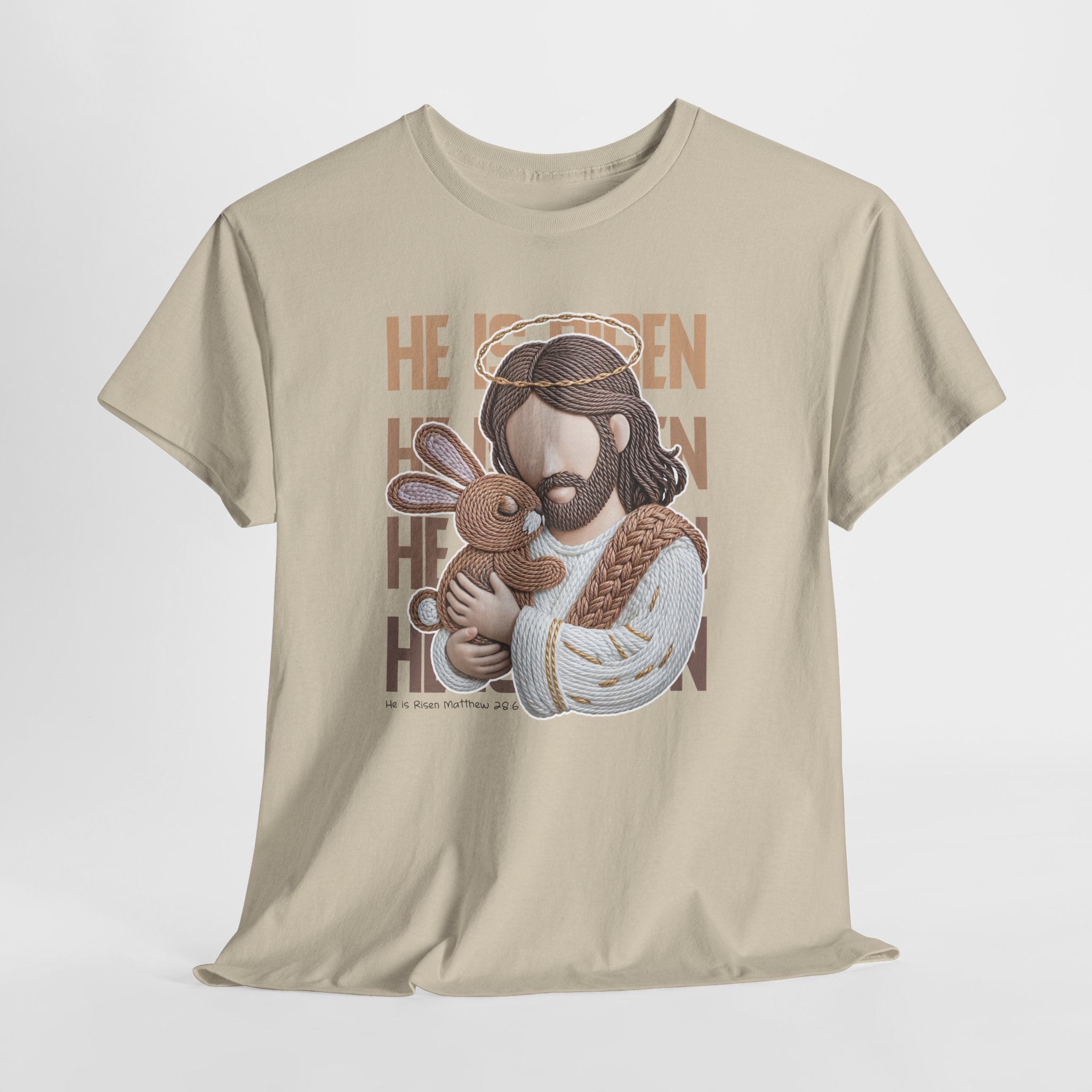 He Is Risen Matthew 28:6 Jesus With Lamb Unisex Cotton T-Shirt