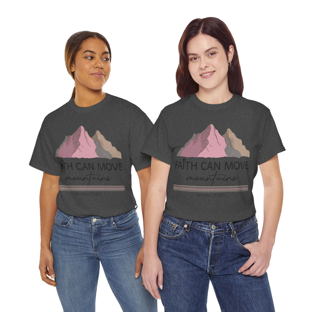 Faith Can Move Mountains Mountain Tee — Pastel Inspirational Christian Unisex Cotton T-Shirt