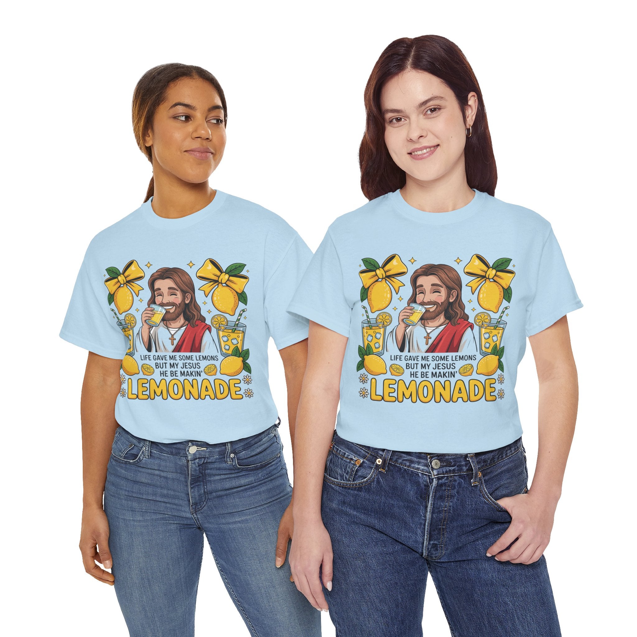 Jesus Drinking Lemonade T-Shirt — "Life Gave Me Some Lemons" Christian Unisex Cotton Tee