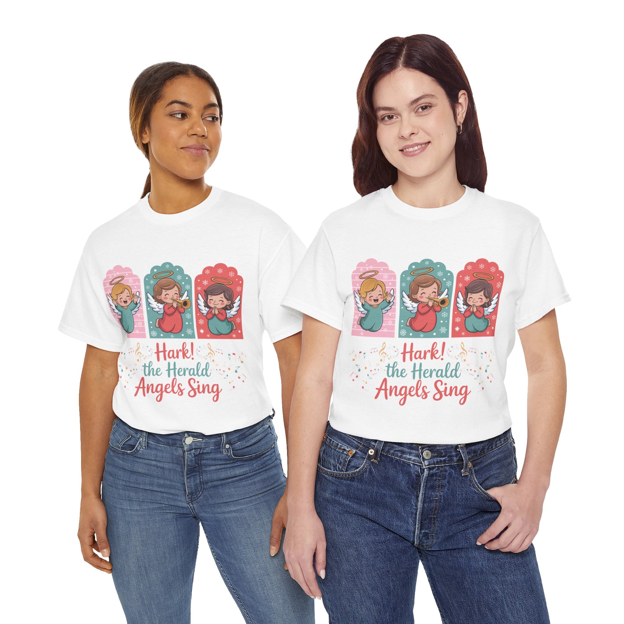 Hark! The Herald Angels Sing Tee — Three Singing Angels Christmas Unisex Cotton T-Shirt