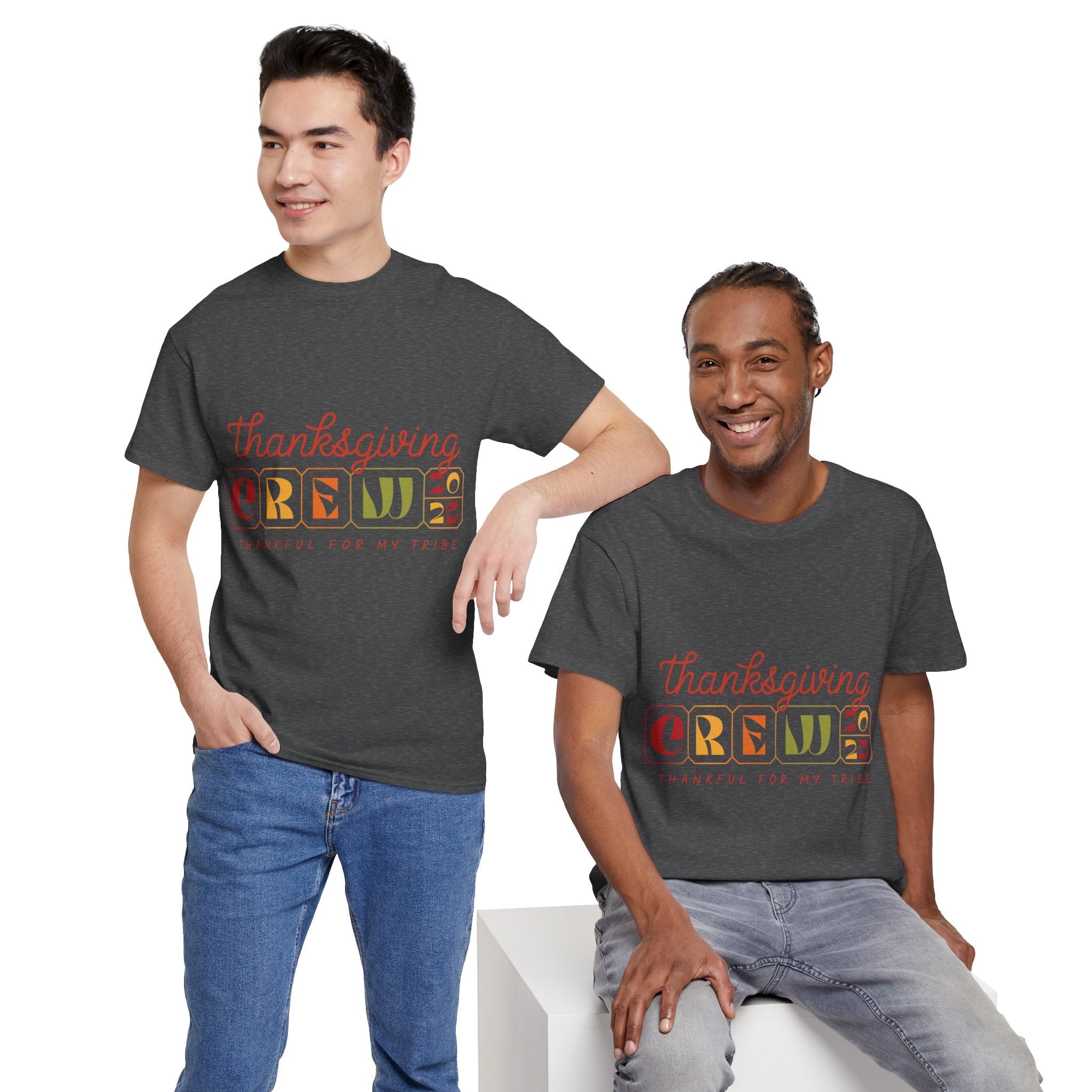 Thanksgiving Crew 2025 Tee — "Thankful for My Tribe" Autumn Holiday Unisex Cotton Tshirt