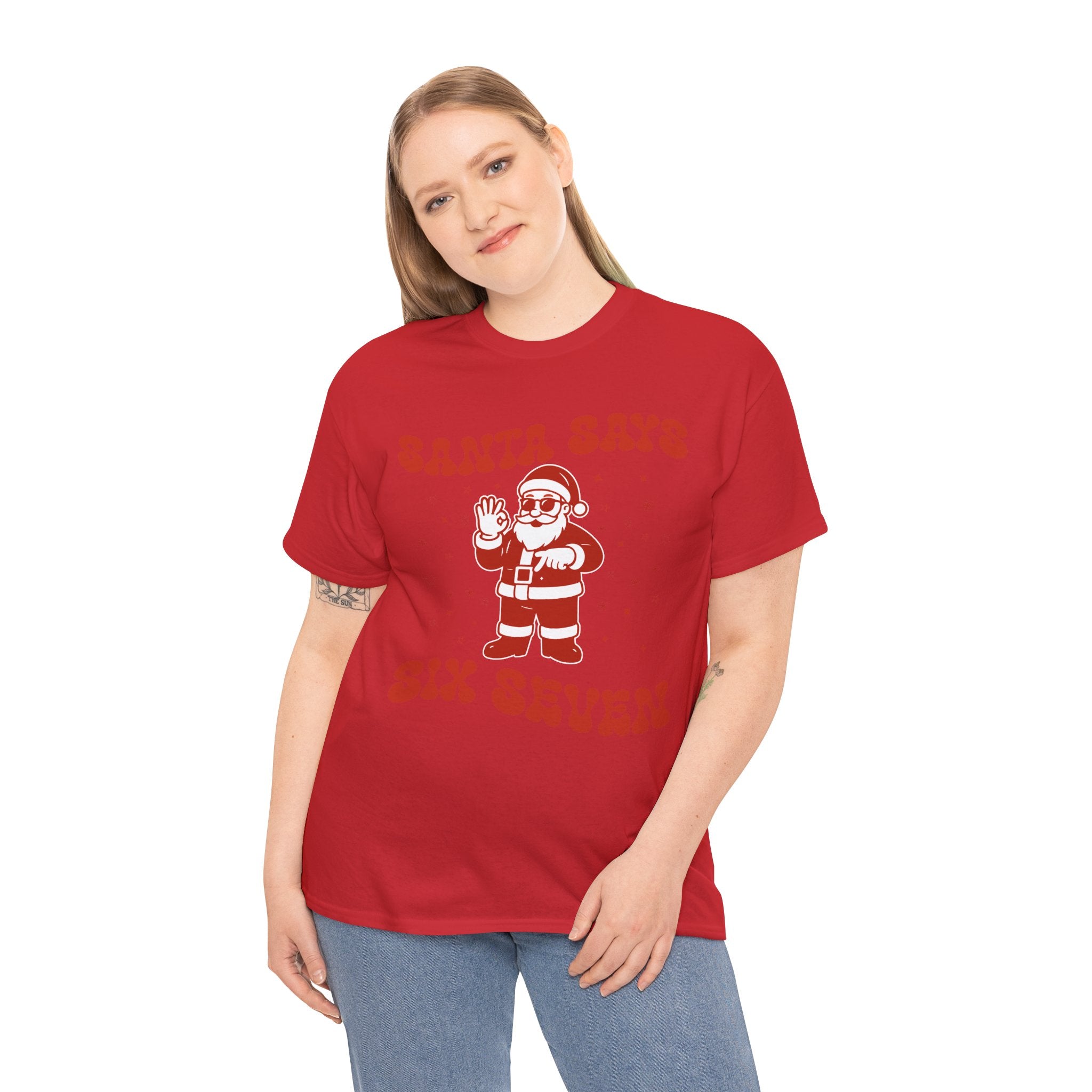 Retro 'Santa Says Six Seven' Christmas Unisex Cotton Tee