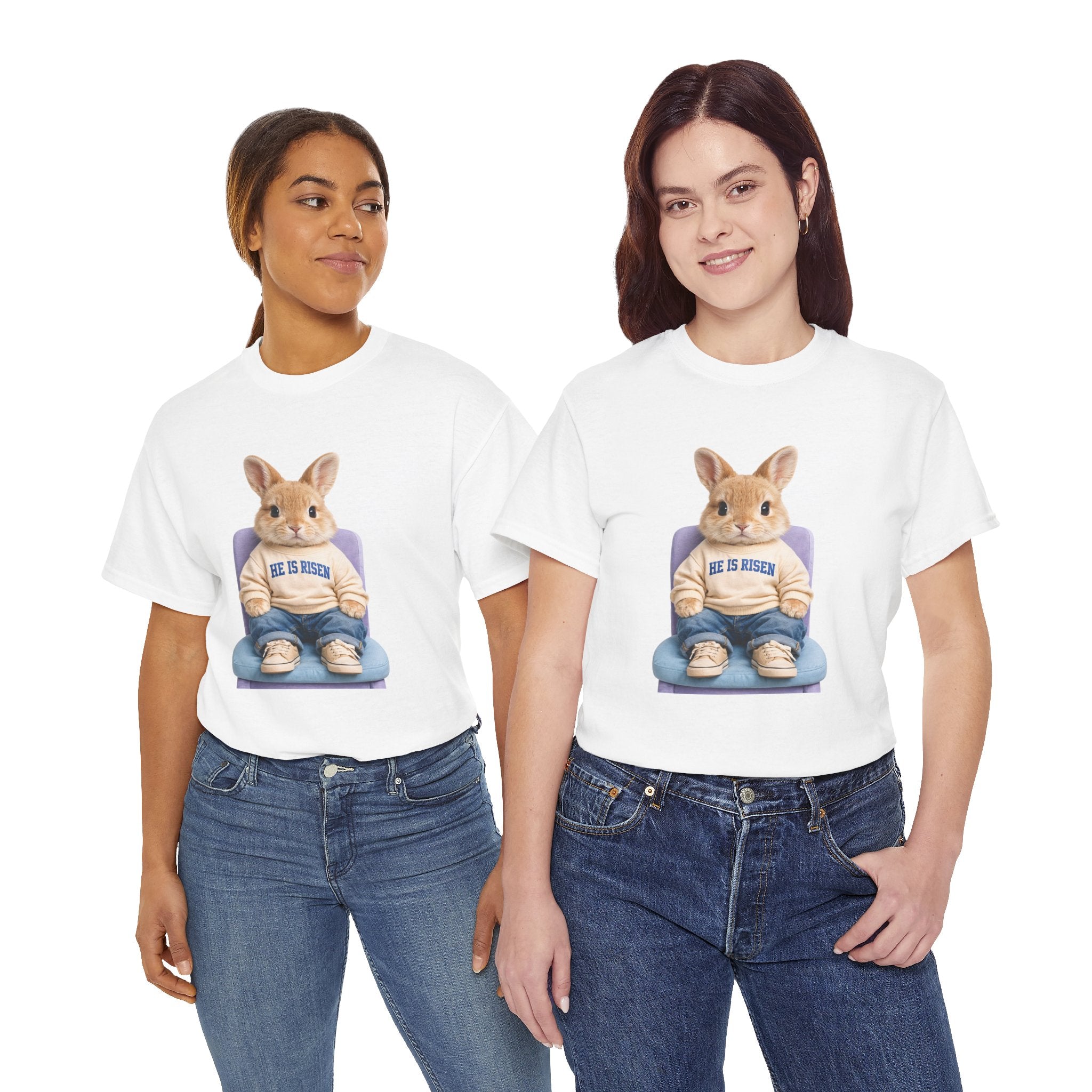 Easter 'He Is Risen' Bunny Unisex Cotton Tee