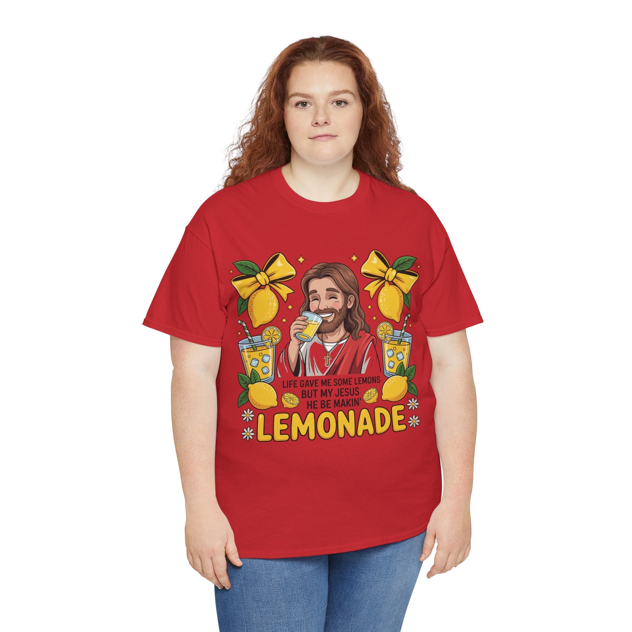 Jesus Drinking Lemonade T-Shirt — "Life Gave Me Some Lemons" Christian Unisex Cotton Tee