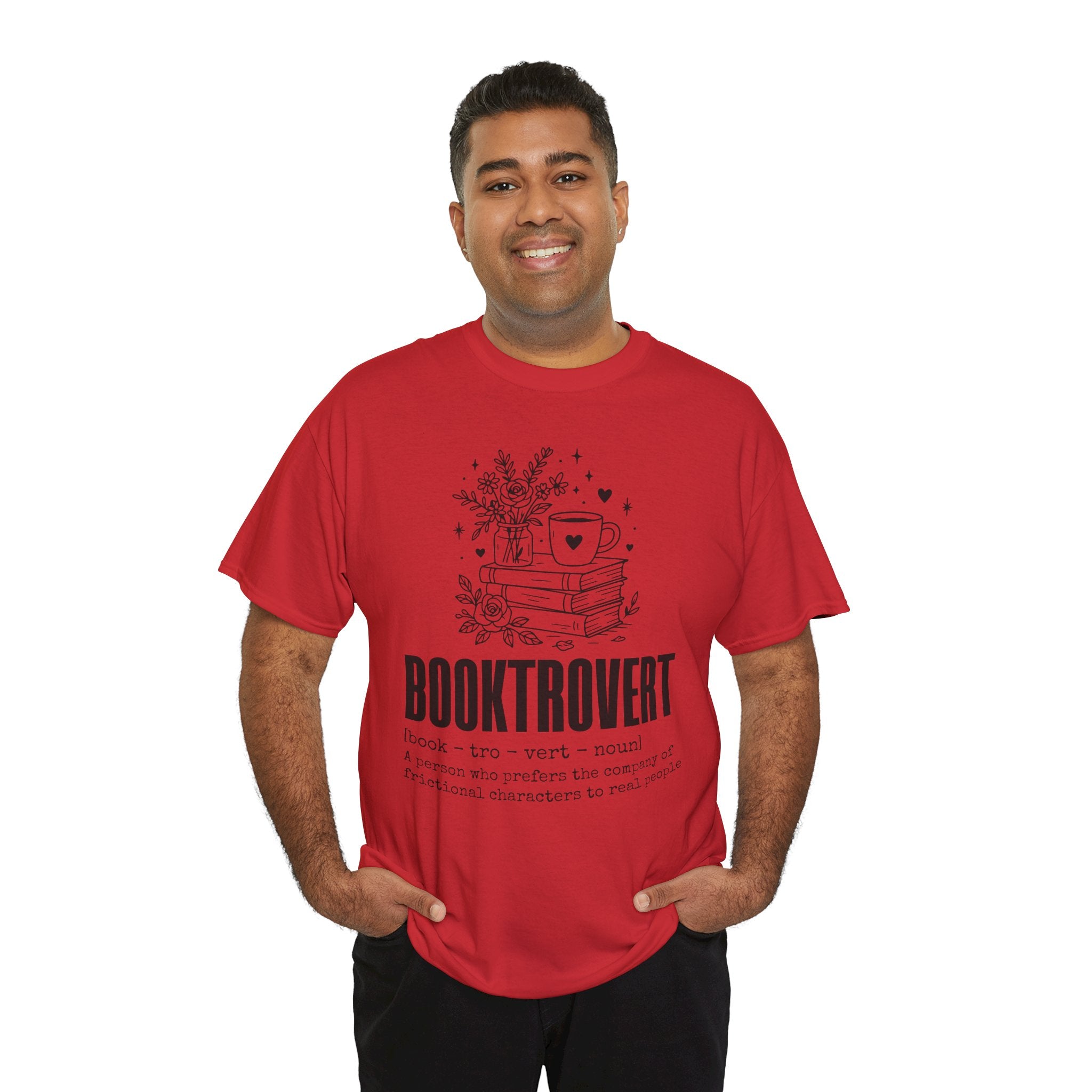 Booktrovert Graphic Tee — "Booktrovert" Definition, Books & Coffee Design Unisex Cotton Tee