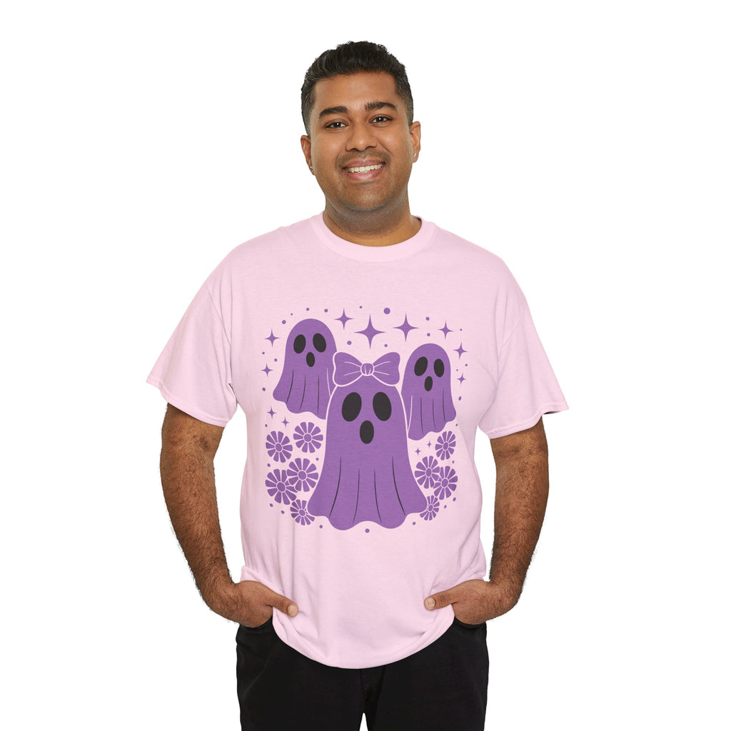 Purple Ghost Halloween Unisex Cotton Tee
