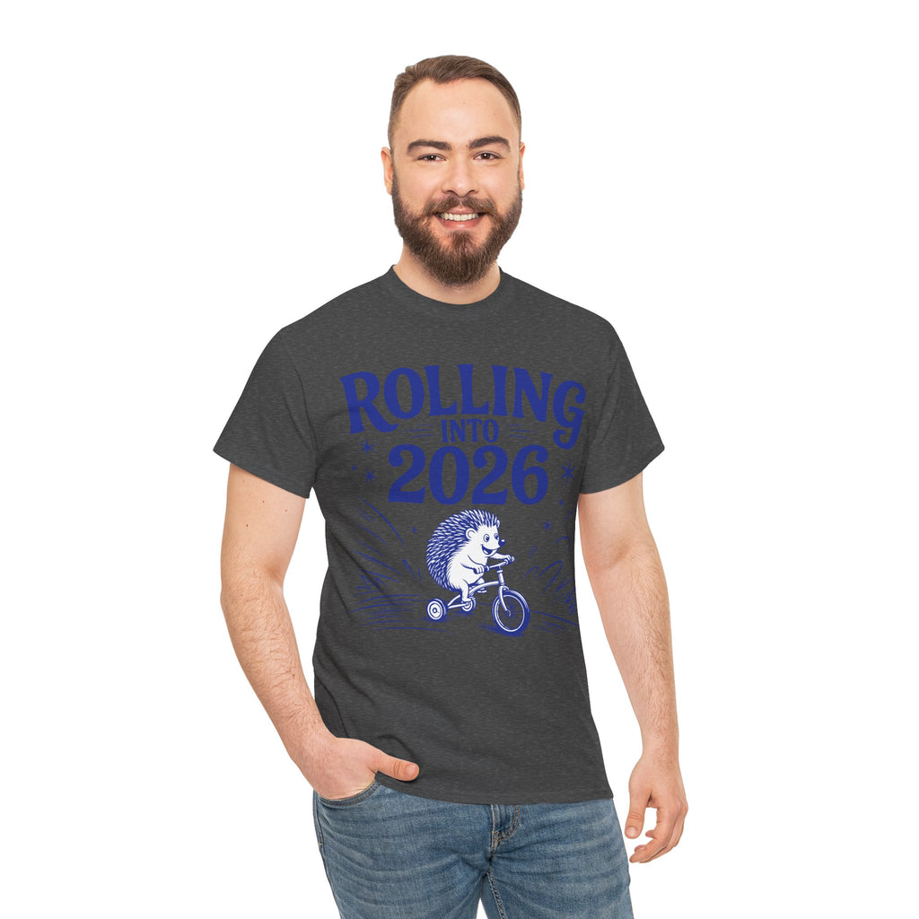 Rolling Into 2026 Hedgehog Tricycle Unisex Cotton Tee