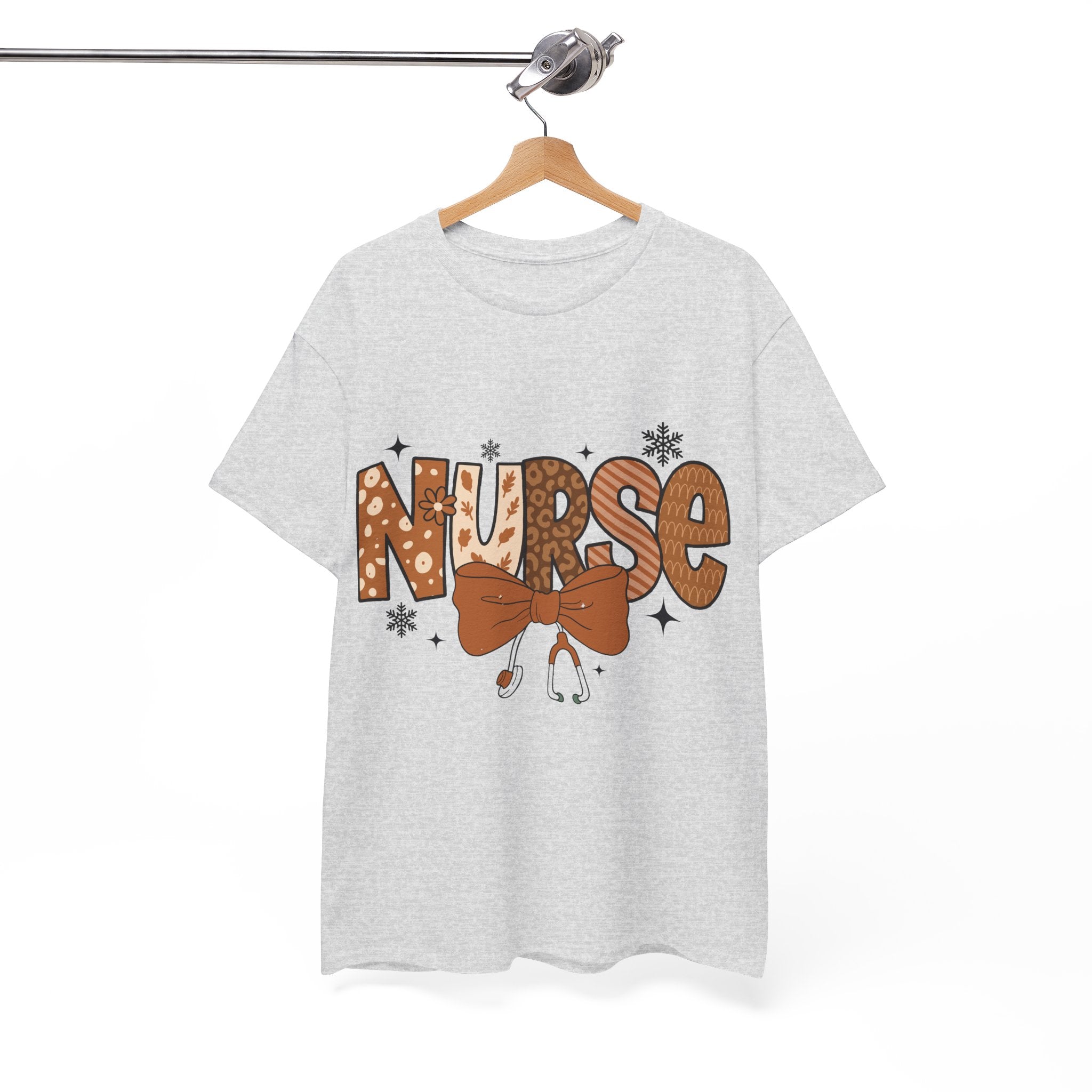 NURSE Fall Stethoscope Tee — Brown Autumn Nurse Unisex CottonT shirt