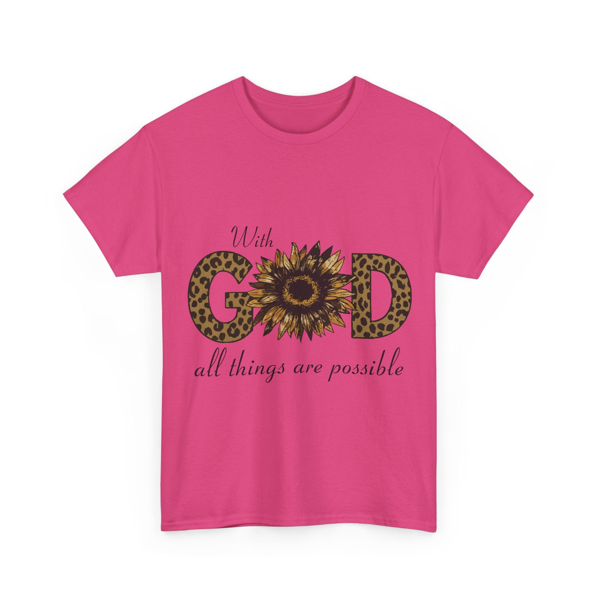 GOD Leopard Print Sunflower Unisex Cotton Tee