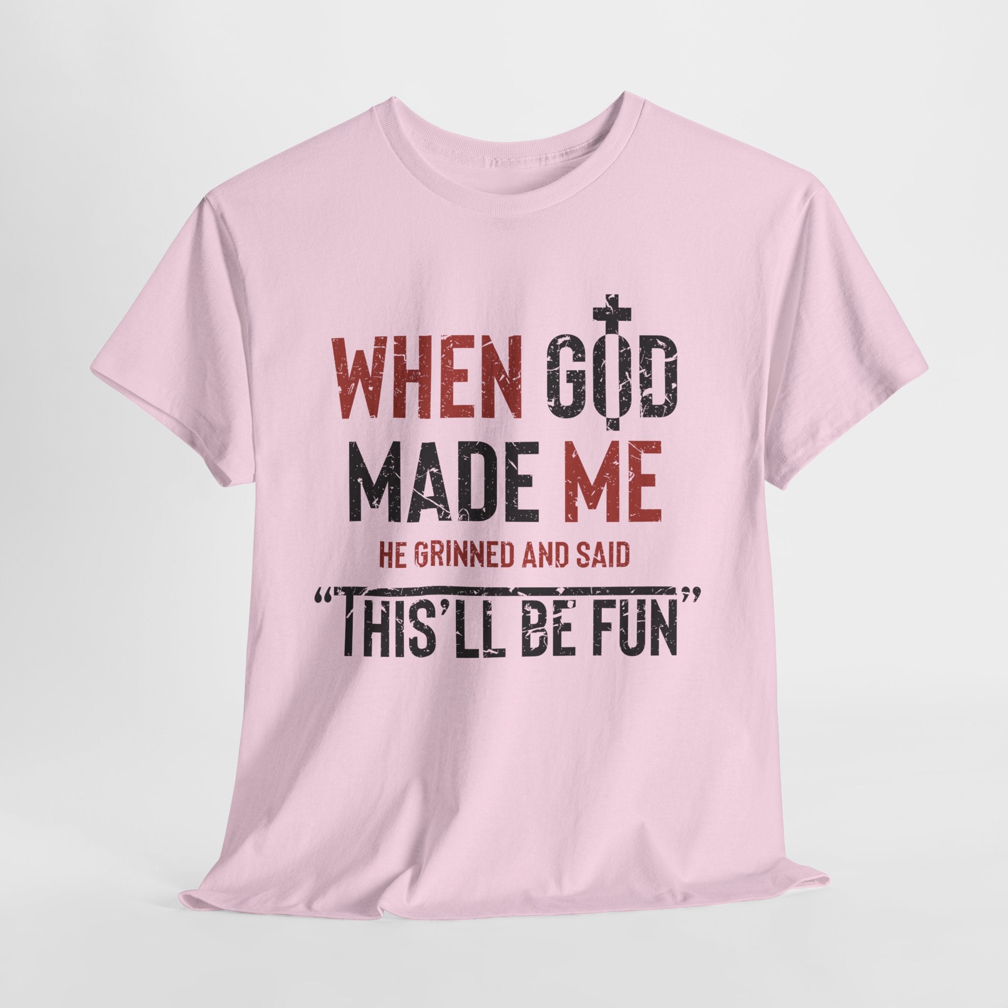 Humorous Grunge Quote Tee — "When He Saw Me, He Grinned and Said"Unisec Cotton Tee
