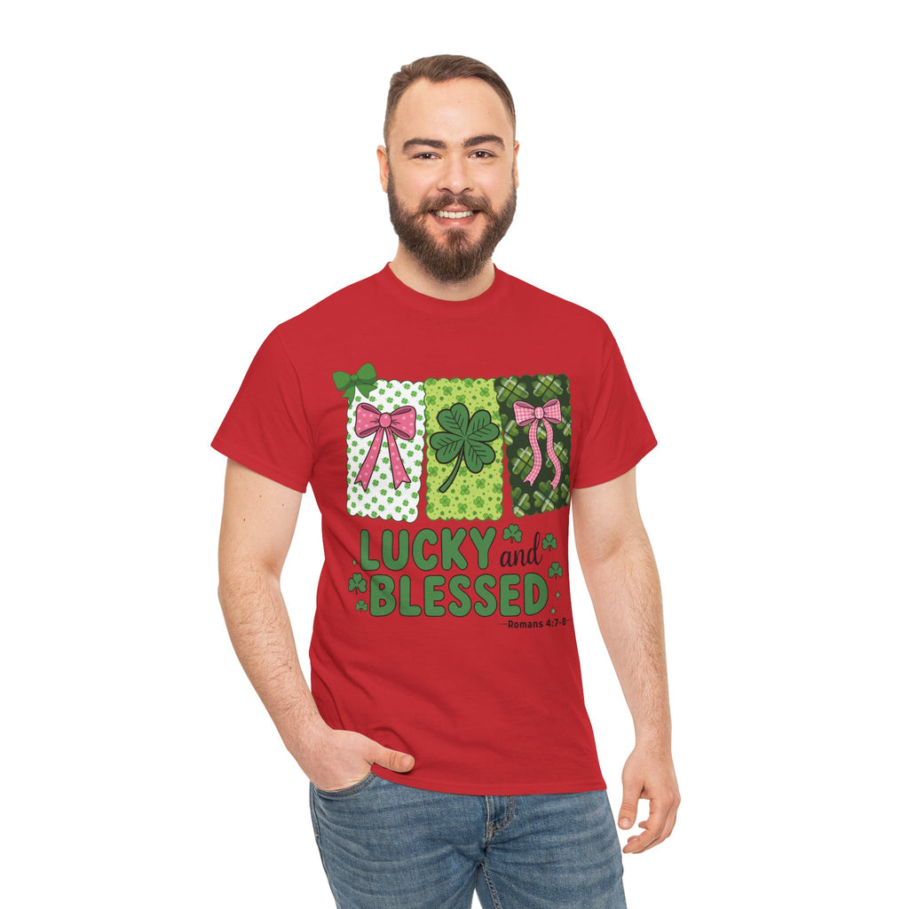 Lucky and Blessed Clover Unisex Cotton Tee