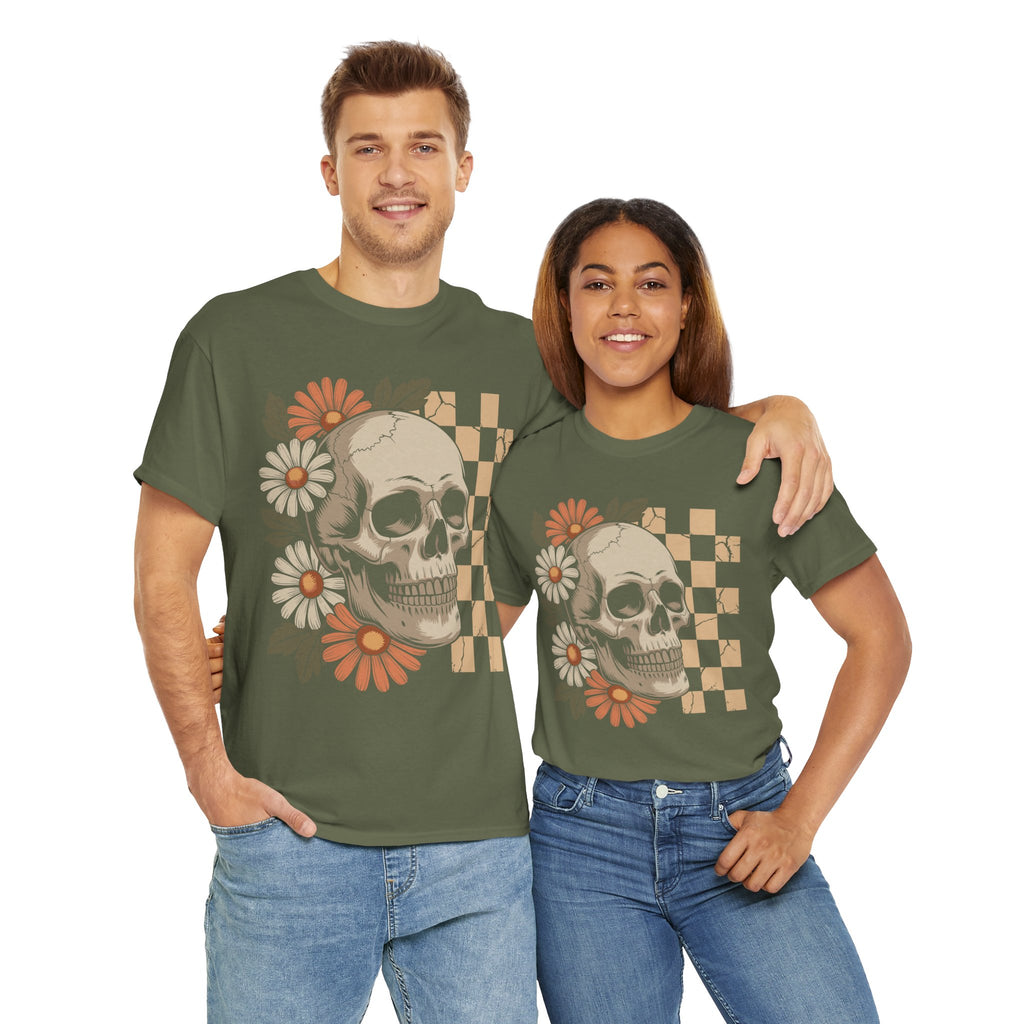 Skull Daisy Unisex Cotton Tshirt