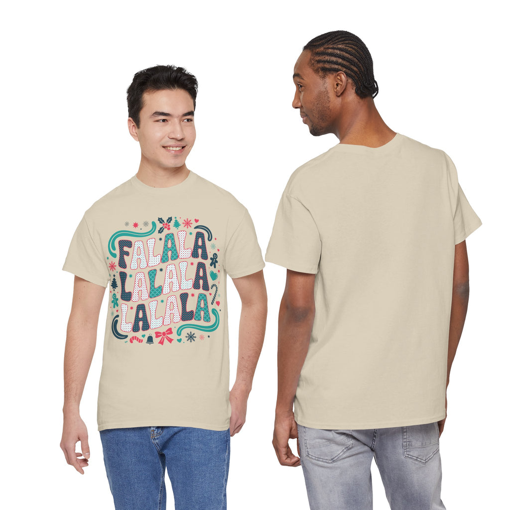 Fa La La La La Christmas T-Shirt — Festive Candy Cane & Gingerbread Holiday Unisex Cotton Tee