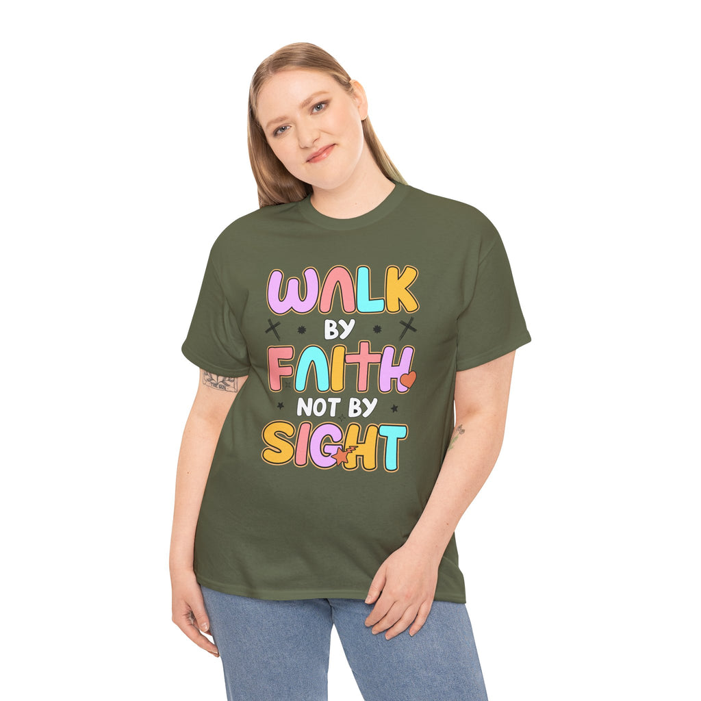 Walk by Faith Not by Sight T-Shirt — Pastel Christian Faith Unisex Cotton Tee