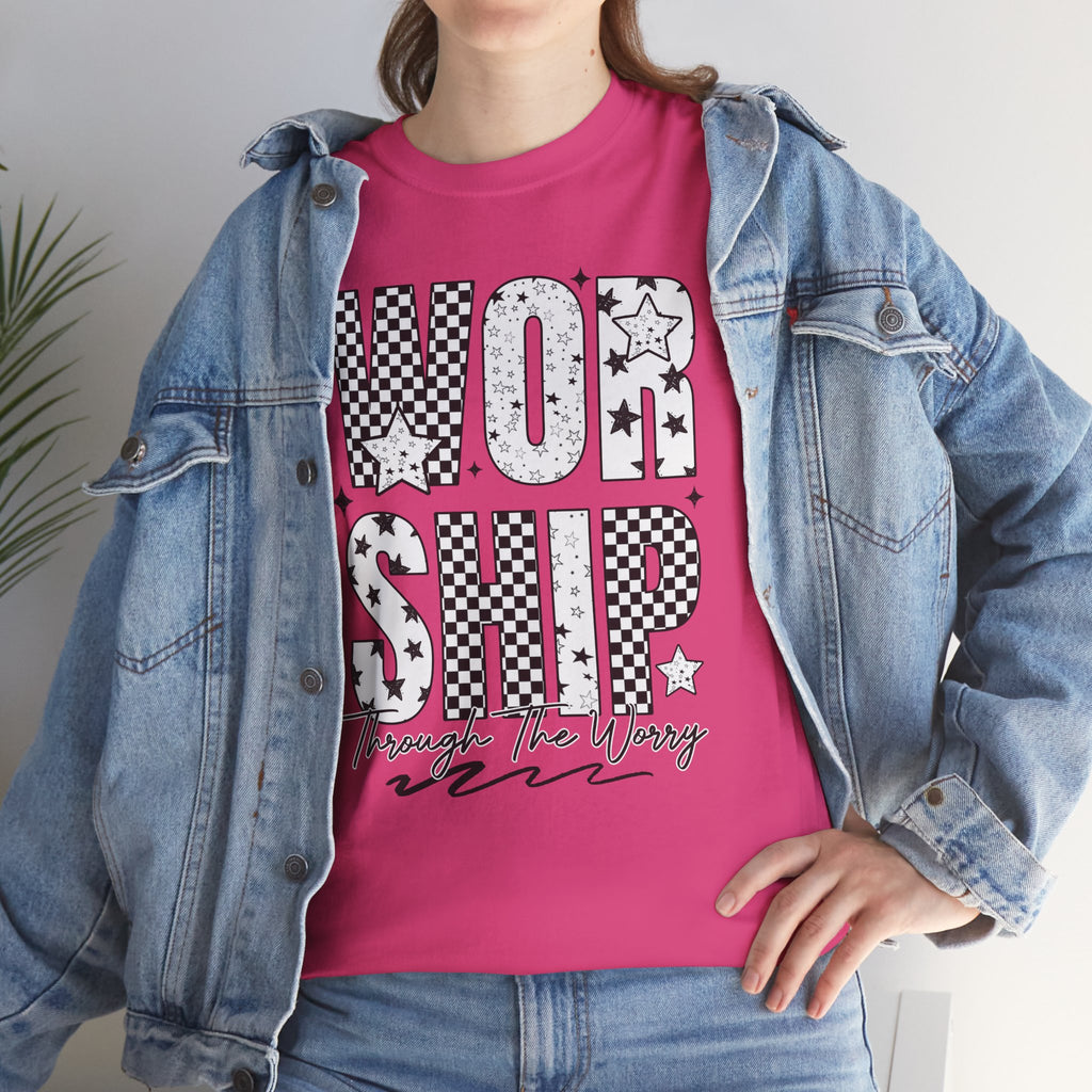 WORSHIP Through The Worry Checkerboard Unisex Cotton Tee