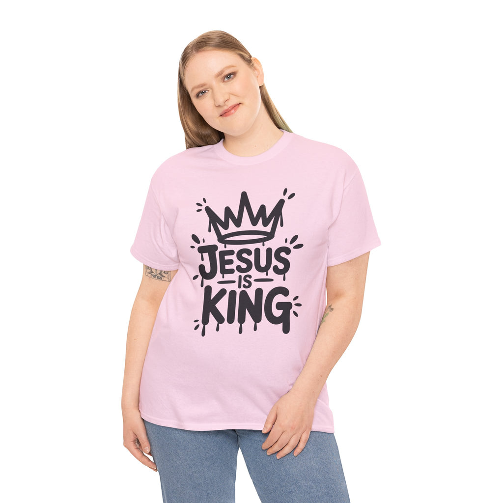 Jesus Is King Crown T-Shirt — Minimalist Christian Unisex Cotton Tee