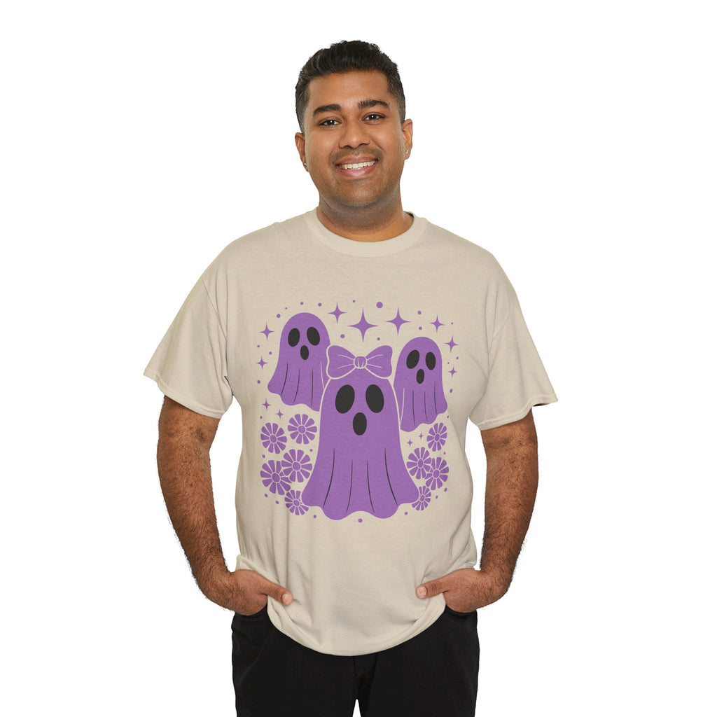 Purple Ghost Halloween Unisex Cotton Tee