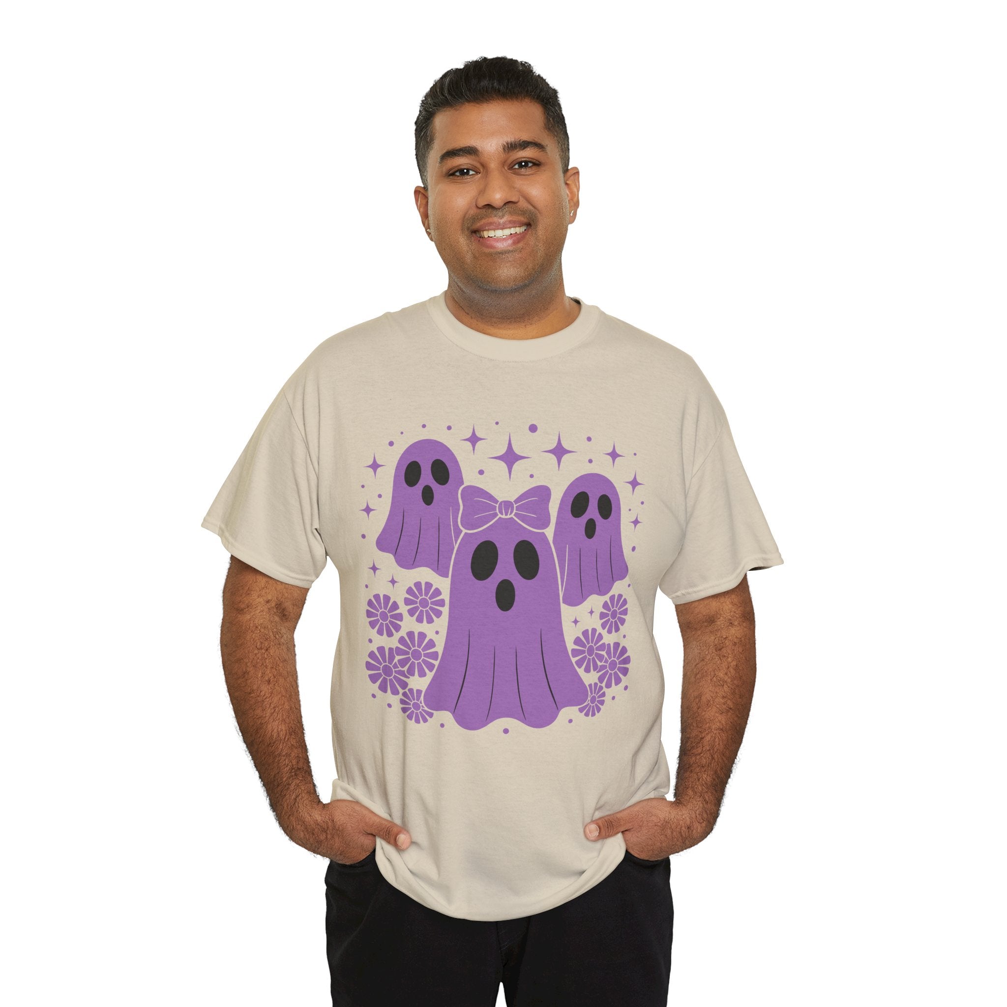 Purple Ghost Halloween Unisex Cotton Tee