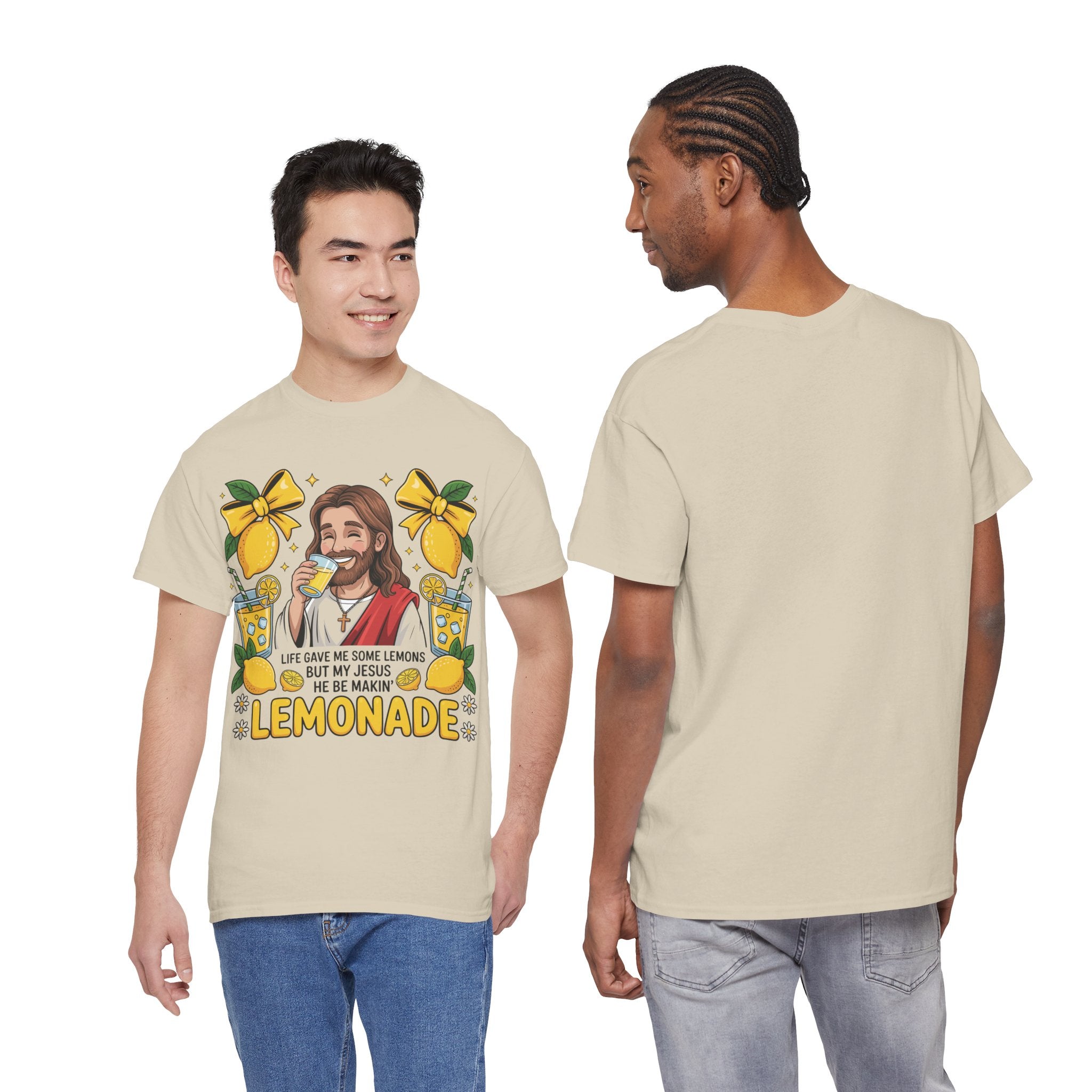 Jesus Drinking Lemonade T-Shirt — "Life Gave Me Some Lemons" Christian Unisex Cotton Tee
