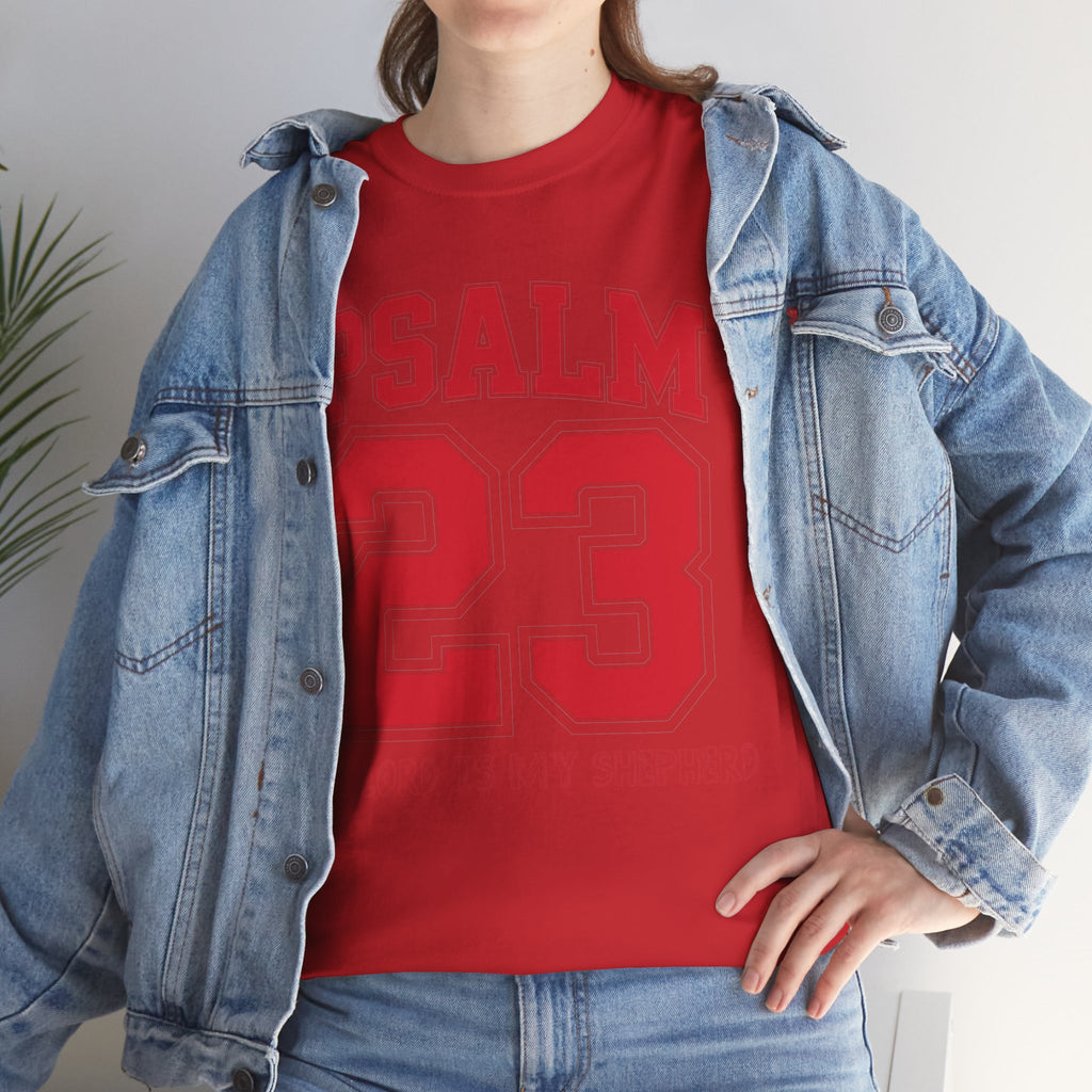 Psalm 23 Varsity T-Shirt — “The Lord Is My Shepherd” Unisex Cotton Tee