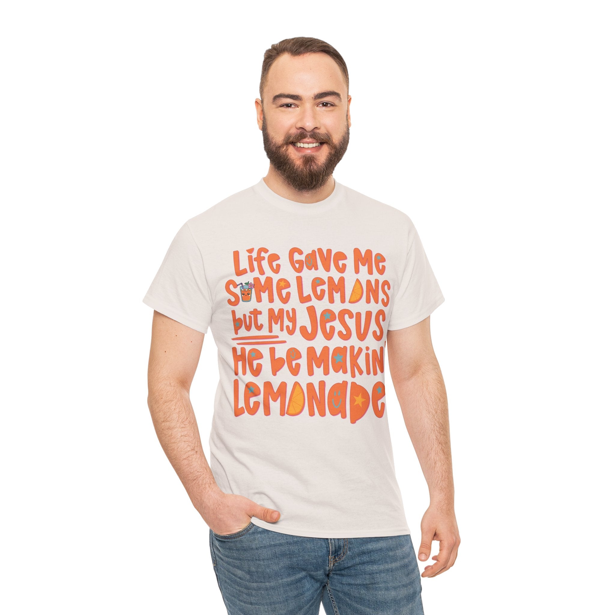 Christian Graphic Tee — “Life Gave Me Some Lemons but My Jesus He Be Makin’ Lemonade”Unisex Cotton Tee