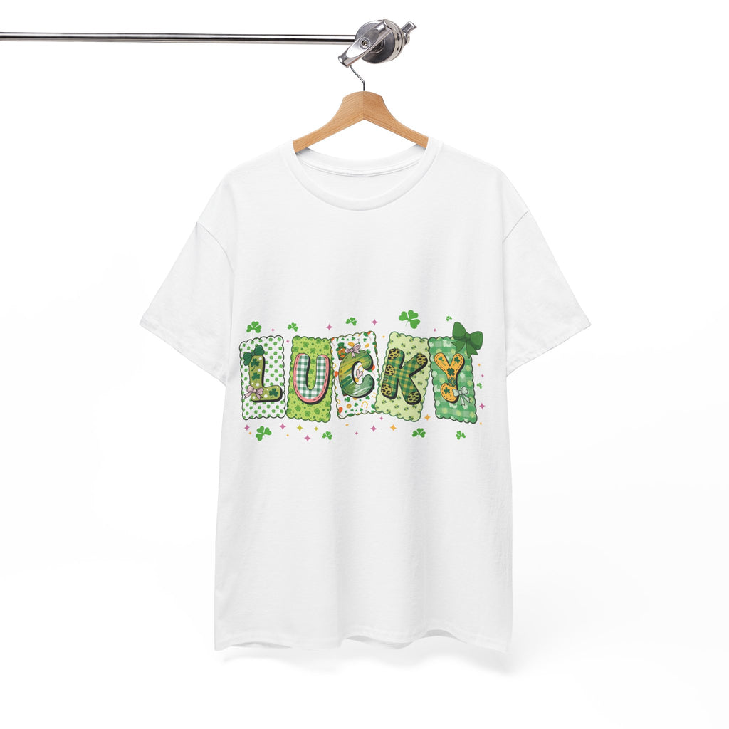 Lucky Patchwork Plaid Clover Tee — St. Patrick’s Day Unisex Cotton T-Shirt