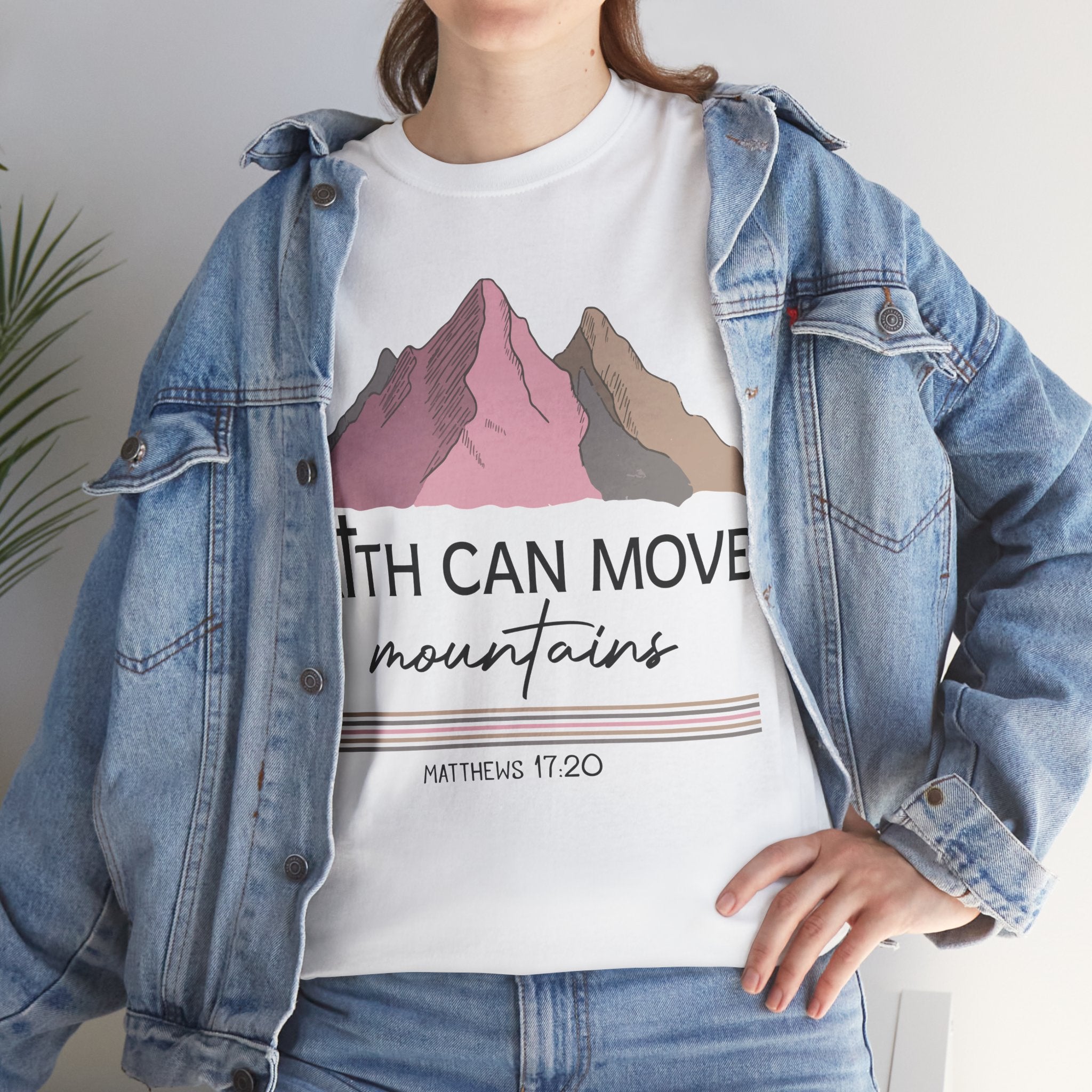 Faith Can Move Mountains Mountain Tee — Pastel Inspirational Christian Unisex Cotton T-Shirt