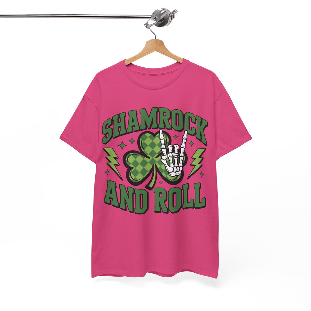 Shamrock and Roll Tee — Skeleton Hand & Lightning St. Patrick’s Rock Unisex Cotton Shirt