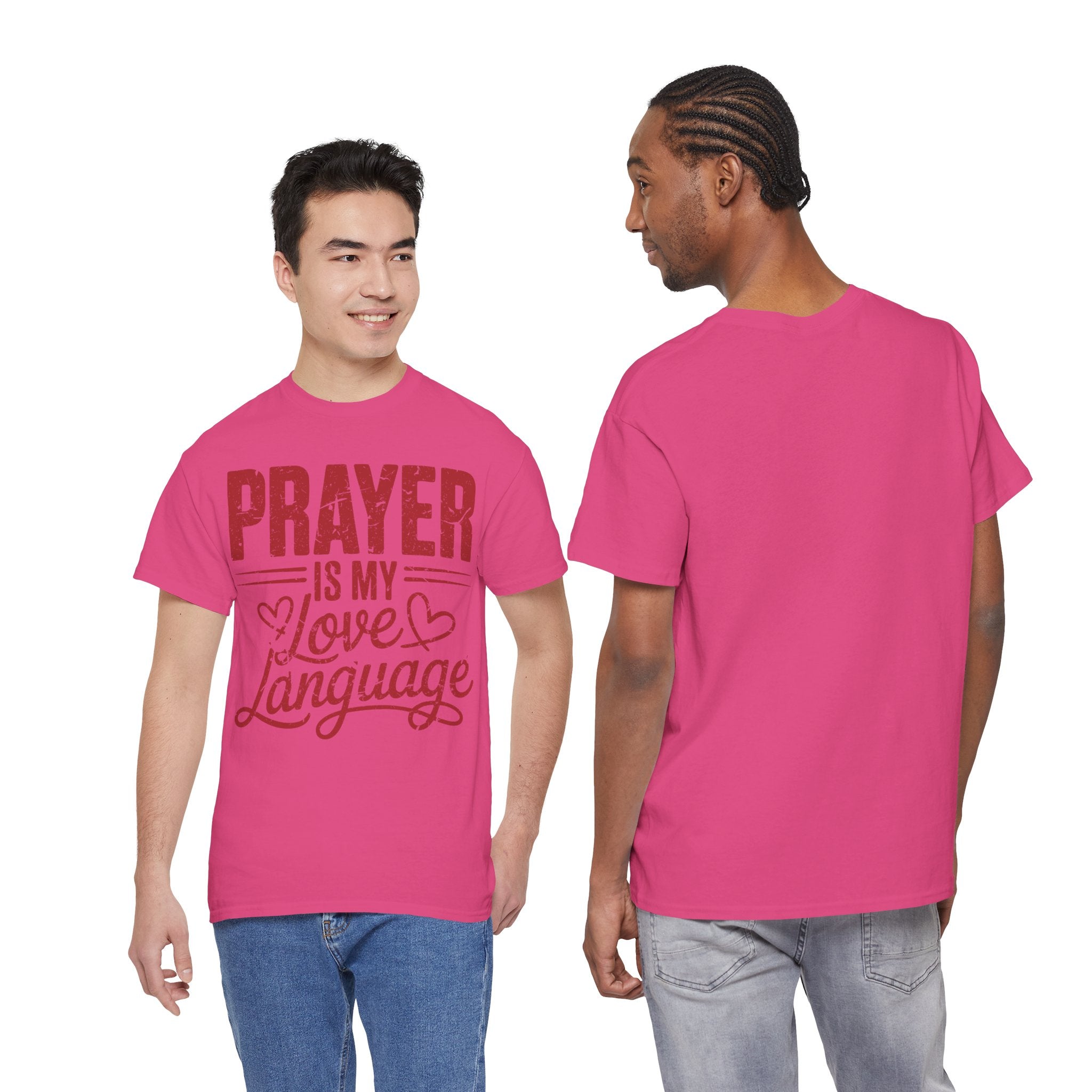 Prayer Is My Love Language T-Shirt — Faith-Inspired Red Hearts Unisex Cotton Tee