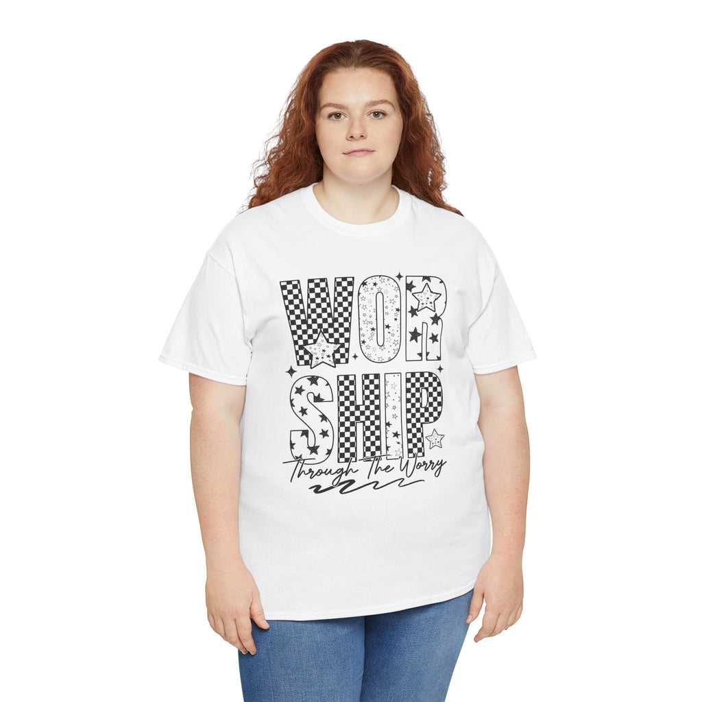 WORSHIP Through The Worry Checkerboard Unisex Cotton Tee
