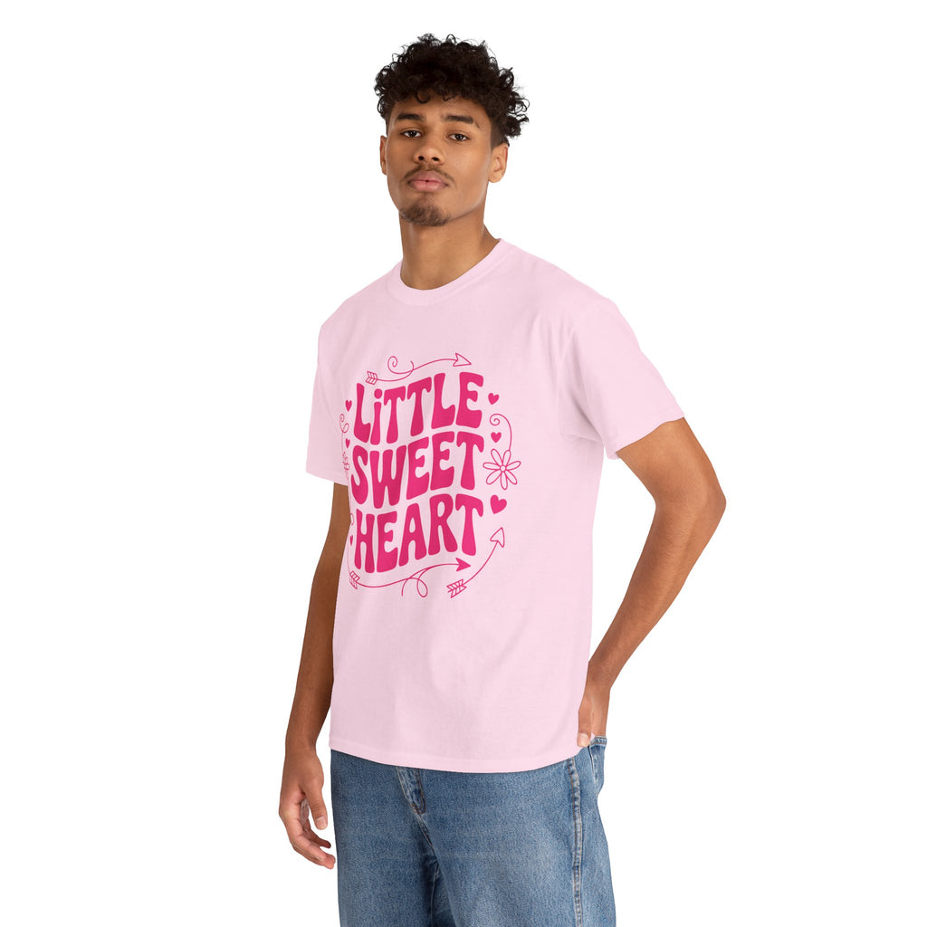 Little Sweetheart Retro Tee — Cute Red Hearts & Flowers Graphic Unisex Cotton Tee