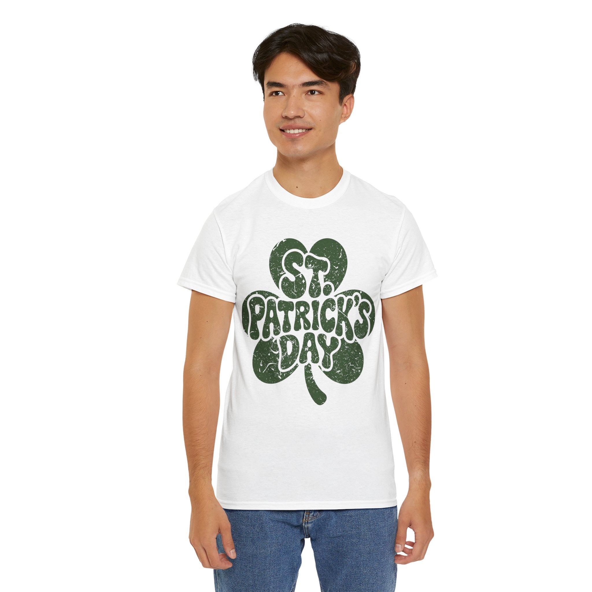 St. Patrick's Day Shamrock Tee — Retro Bubble Lettering Unisex Cotton Tee