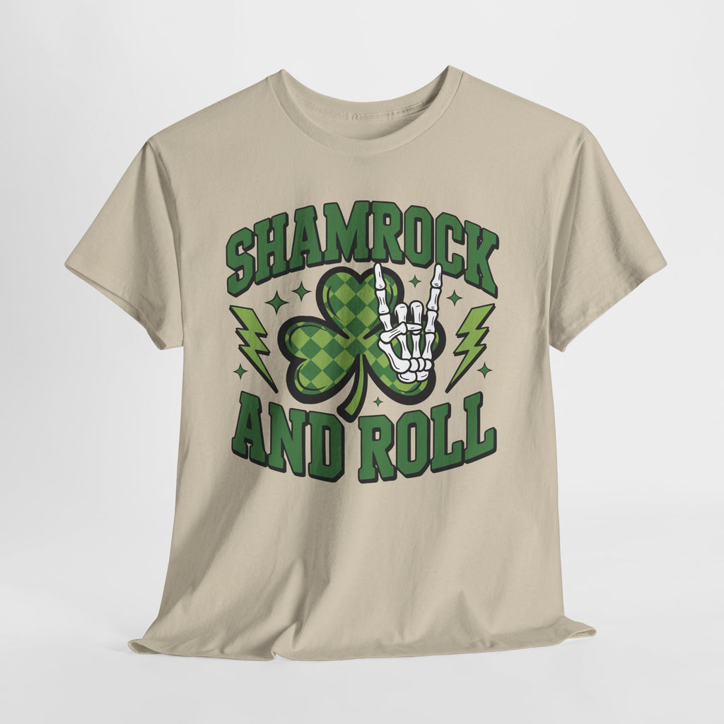 Shamrock and Roll Tee — Skeleton Hand & Lightning St. Patrick’s Rock Unisex Cotton Shirt