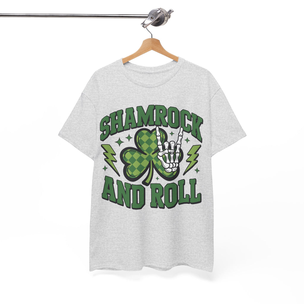 Shamrock and Roll Tee — Skeleton Hand & Lightning St. Patrick’s Rock Unisex Cotton Shirt