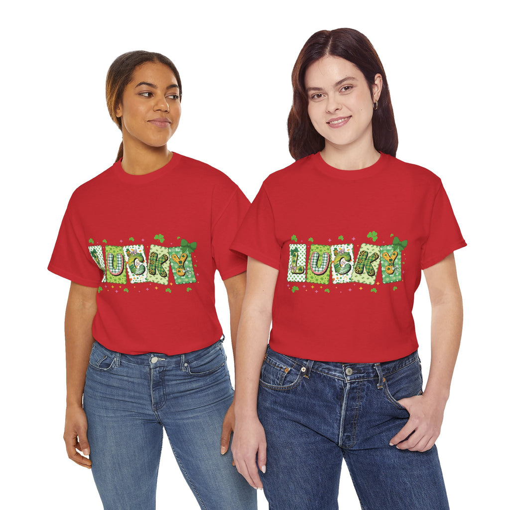 Lucky Patchwork Plaid Clover Tee — St. Patrick’s Day Unisex Cotton T-Shirt