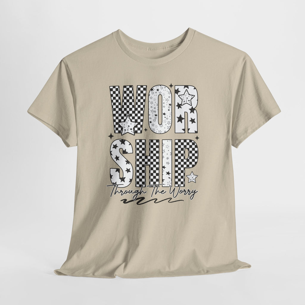 WORSHIP Through The Worry Checkerboard Unisex Cotton Tee