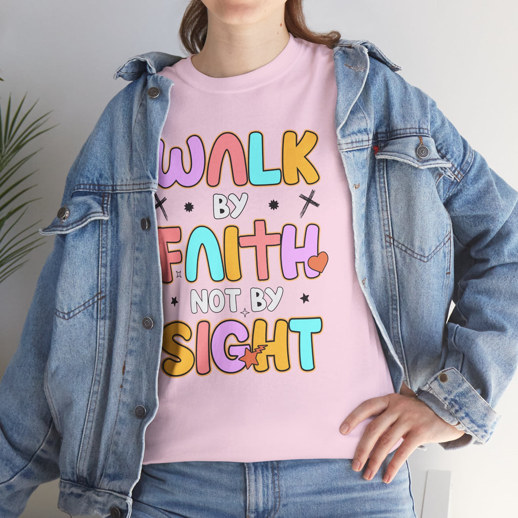 Walk by Faith Not by Sight T-Shirt — Pastel Christian Faith Unisex Cotton Tee