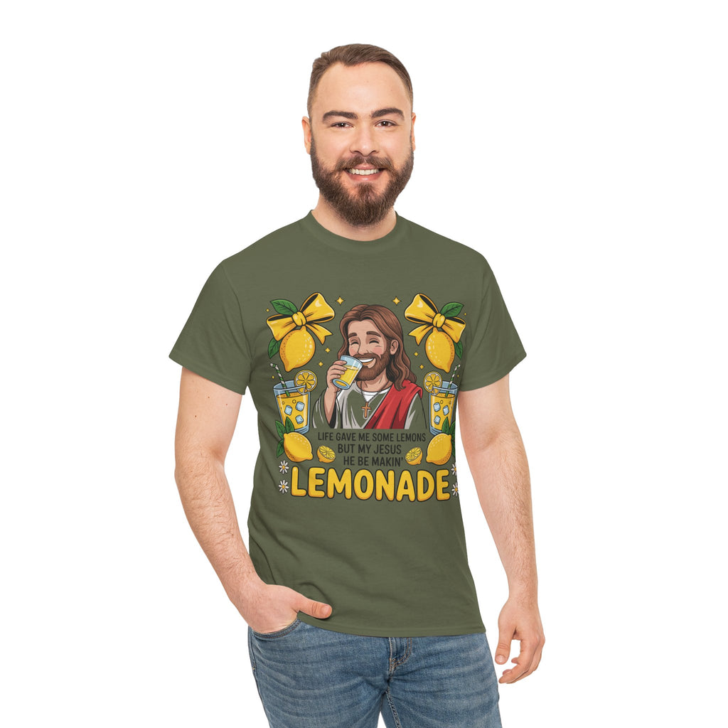 Jesus Drinking Lemonade T-Shirt — "Life Gave Me Some Lemons" Christian Unisex Cotton Tee
