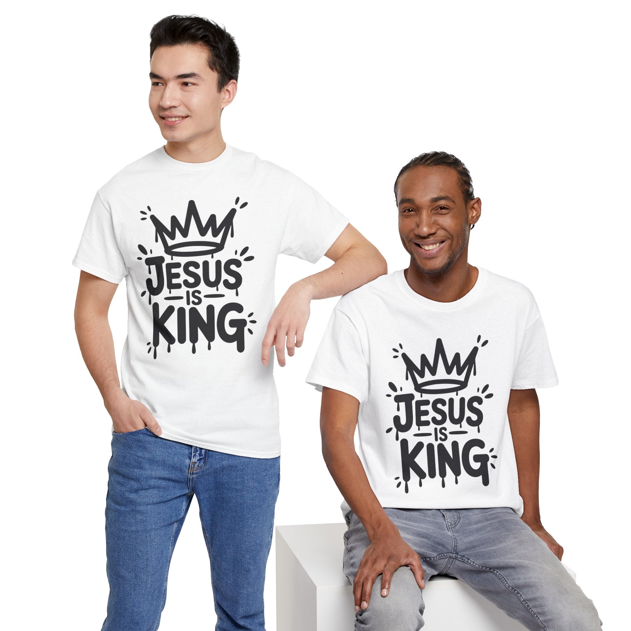 Jesus Is King Crown T-Shirt — Minimalist Christian Unisex Cotton Tee