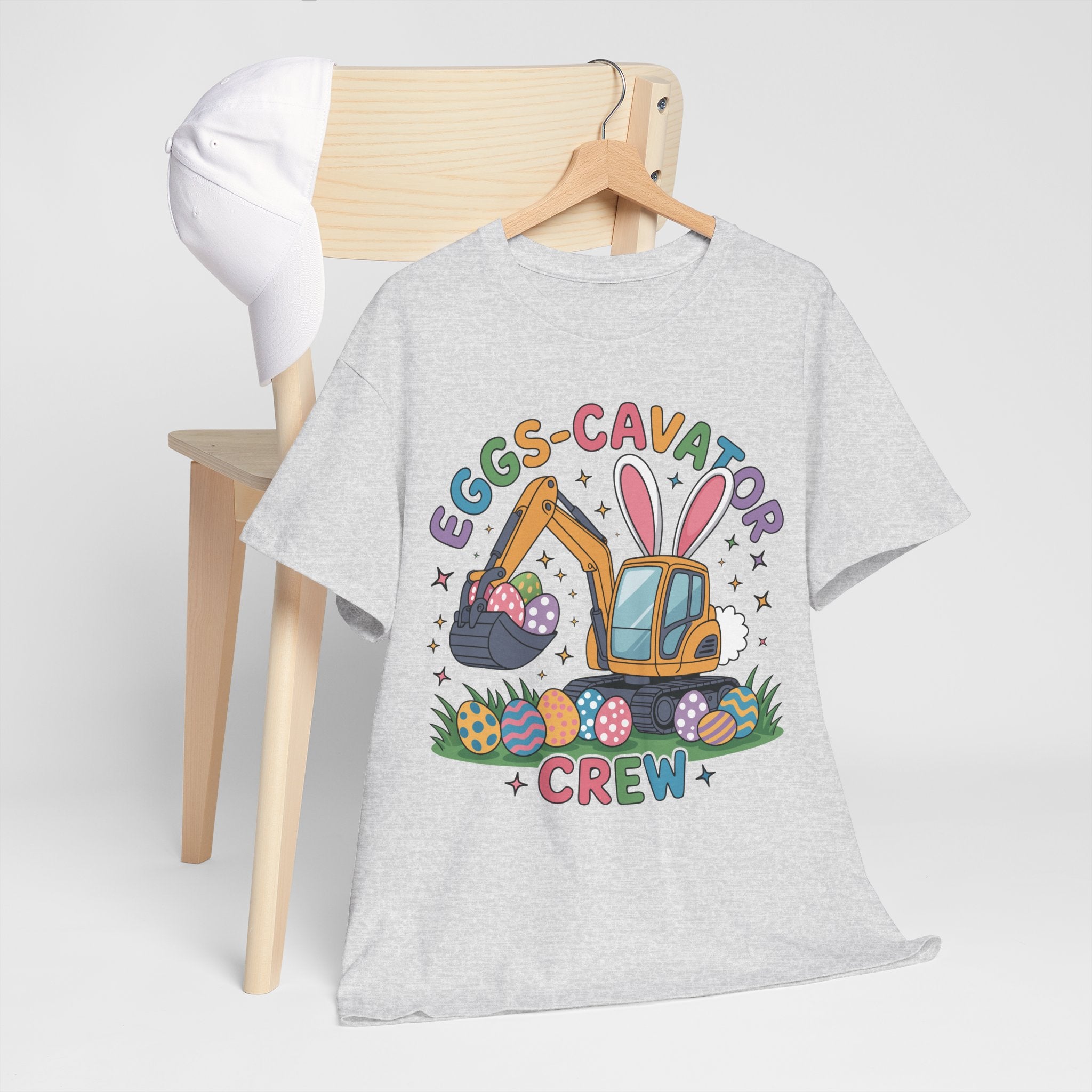 Easter 'Eggs-cavator Crew' Kids Tee — Excavator Bunny & Eggs Unisex Cotton Tee