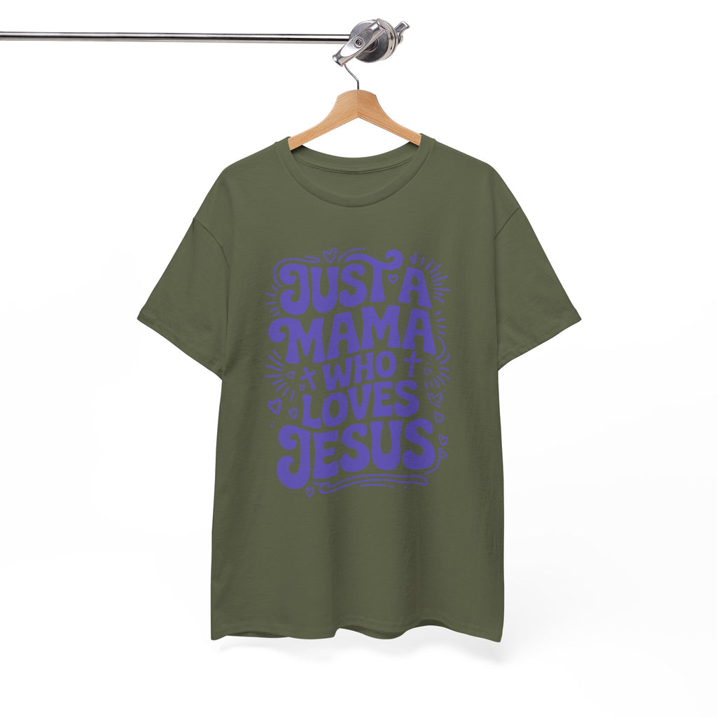 Mama Who Loves Jesus T-Shirt — Bright Green Bubbly Faith Unisex Cotton Tee