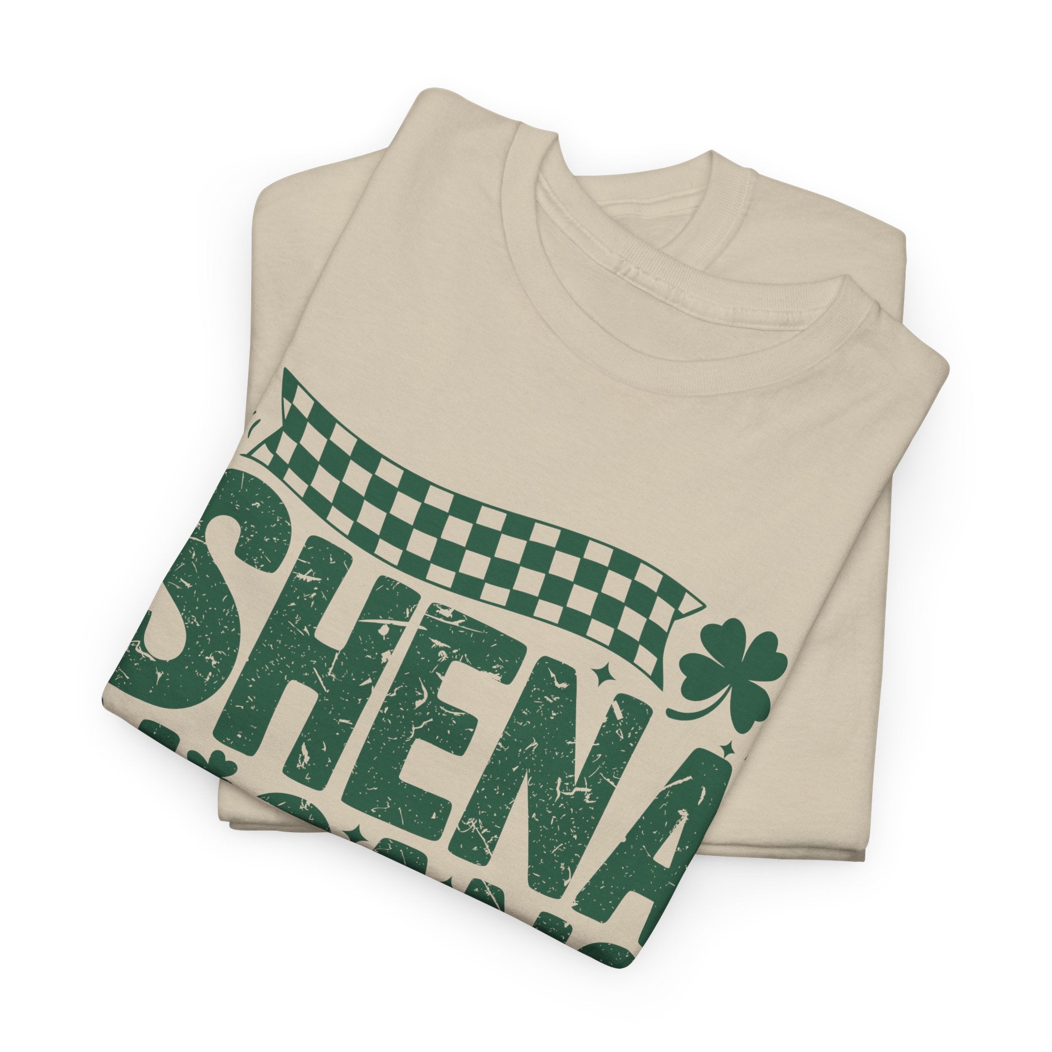 Shenanigans Clover Tee — Bright Green St. Patrick’s Day Shirt with Checkered Flag Unisex Cotton Tee